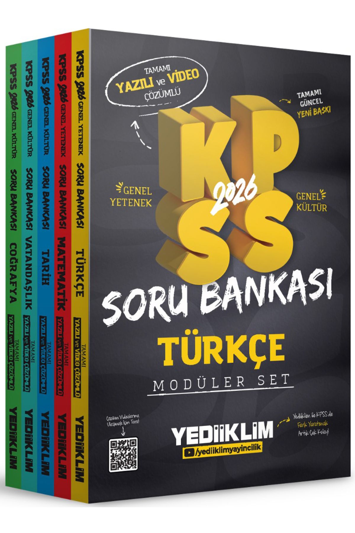 Yediiklim Yayınları 2026 KPSS GY-GK Tamamı Hem Yazılı Hem Video Çözümlü Modüler Set Soru Bankası (5