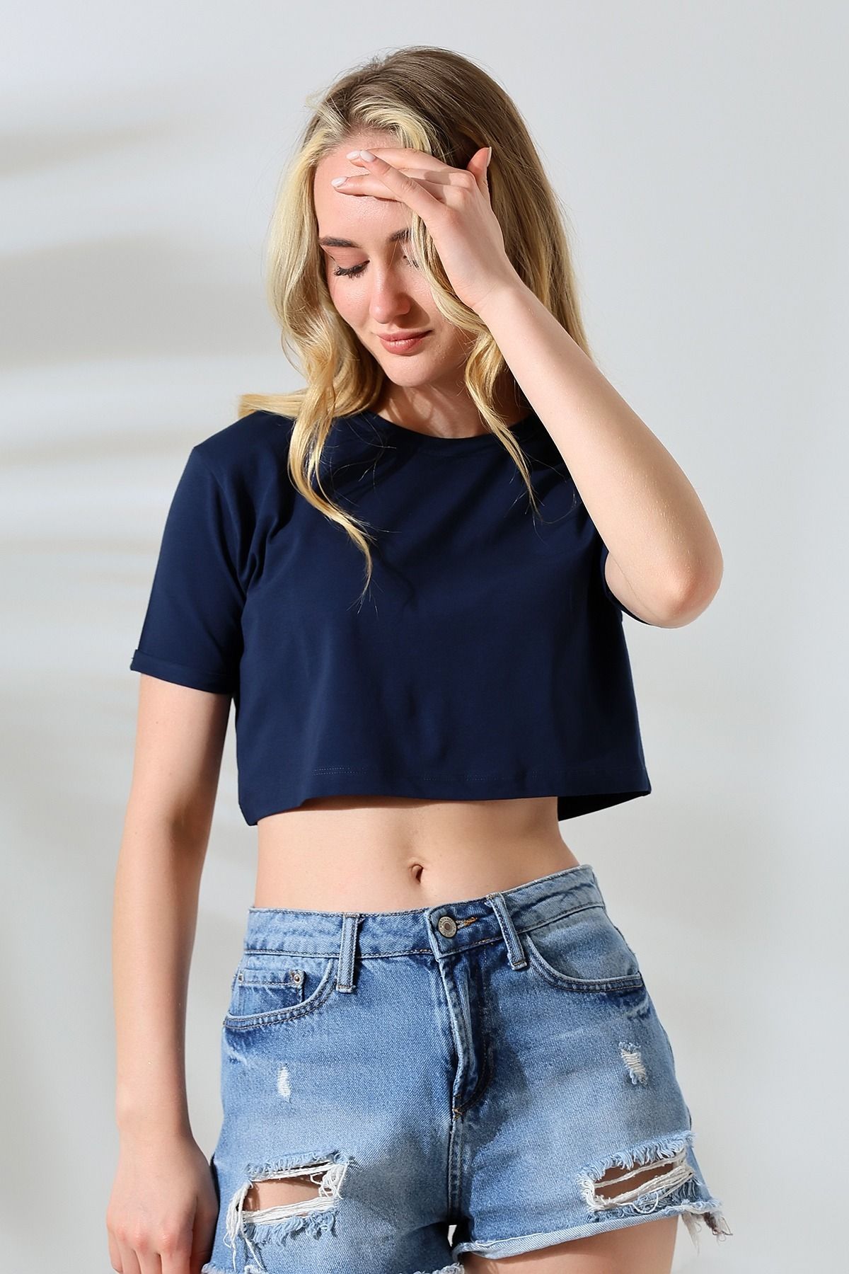 Enter Kısa Kol Katlamalı Penye GENİŞ Kısa T-Shirt