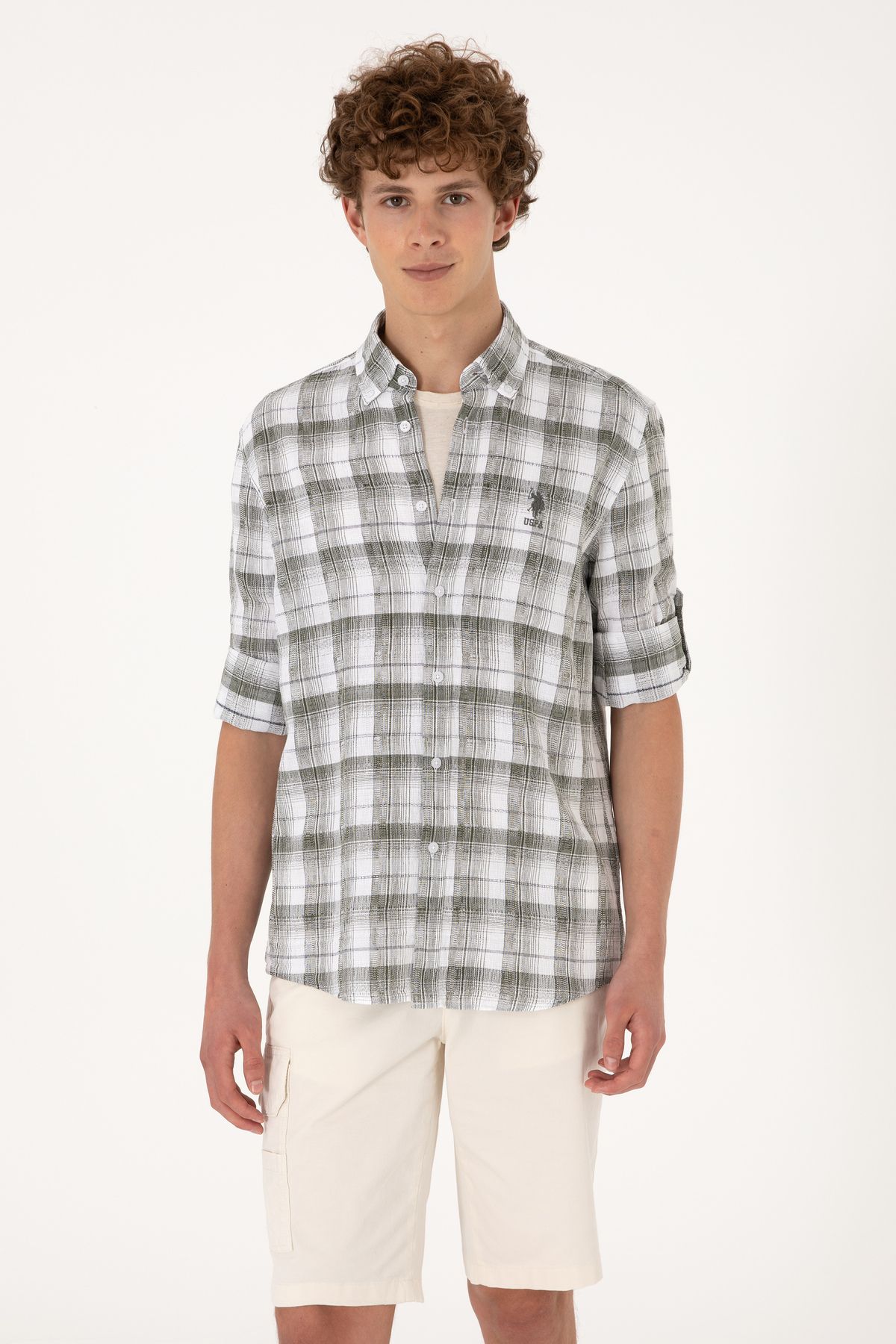 U.S. Polo Assn. Erkek Yeşil Uzun Kollu Gömlek 50301779-VR054