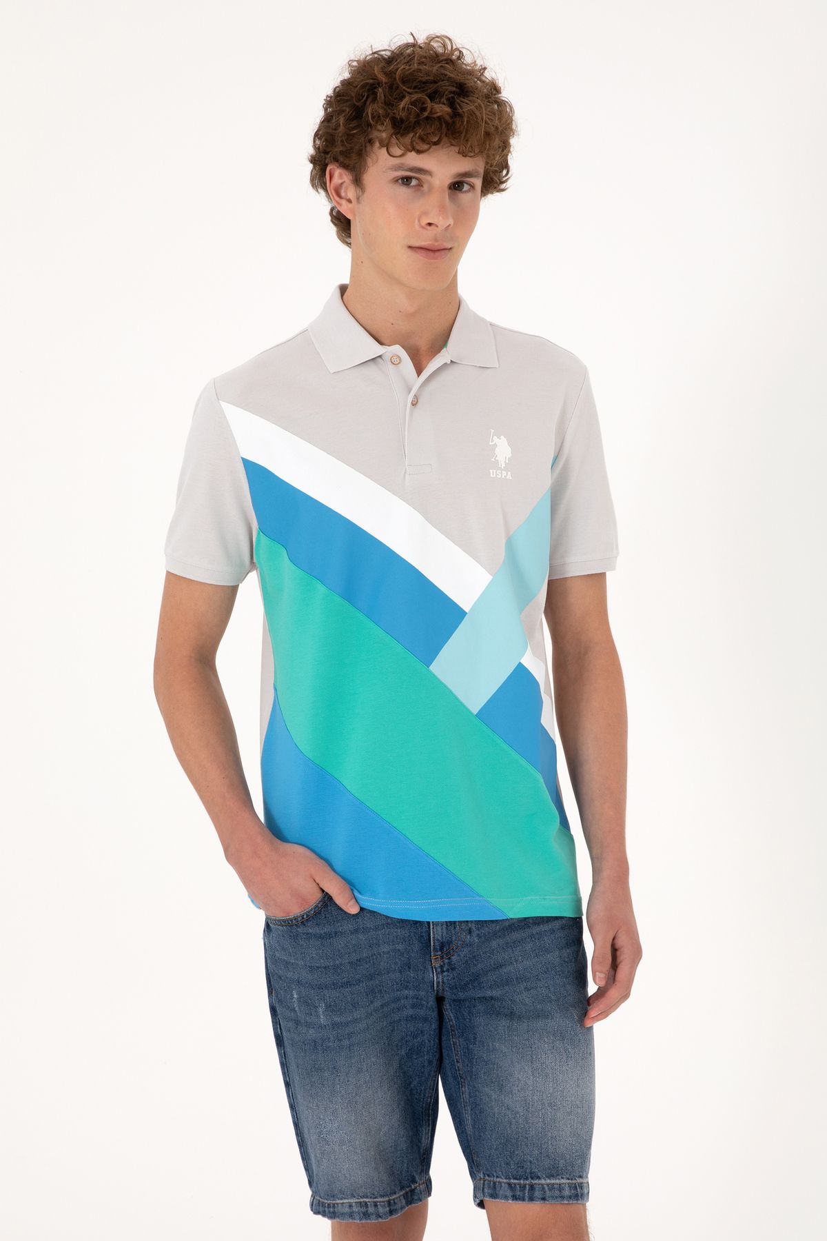 U.S. Polo Assn. Erkek Regular Fit Polo Yaka Turkuaz Tişört 50300126-VR093