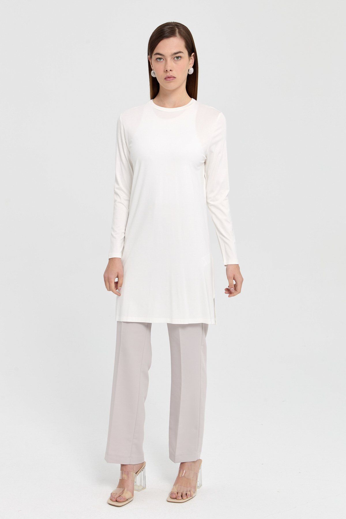 Nihan Basic Penye Tunik Ekru