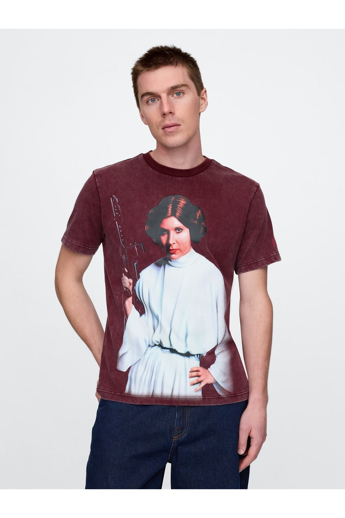 GAP Erkek Bordo Gap Logo Star Wars Grafikli T-Shirt