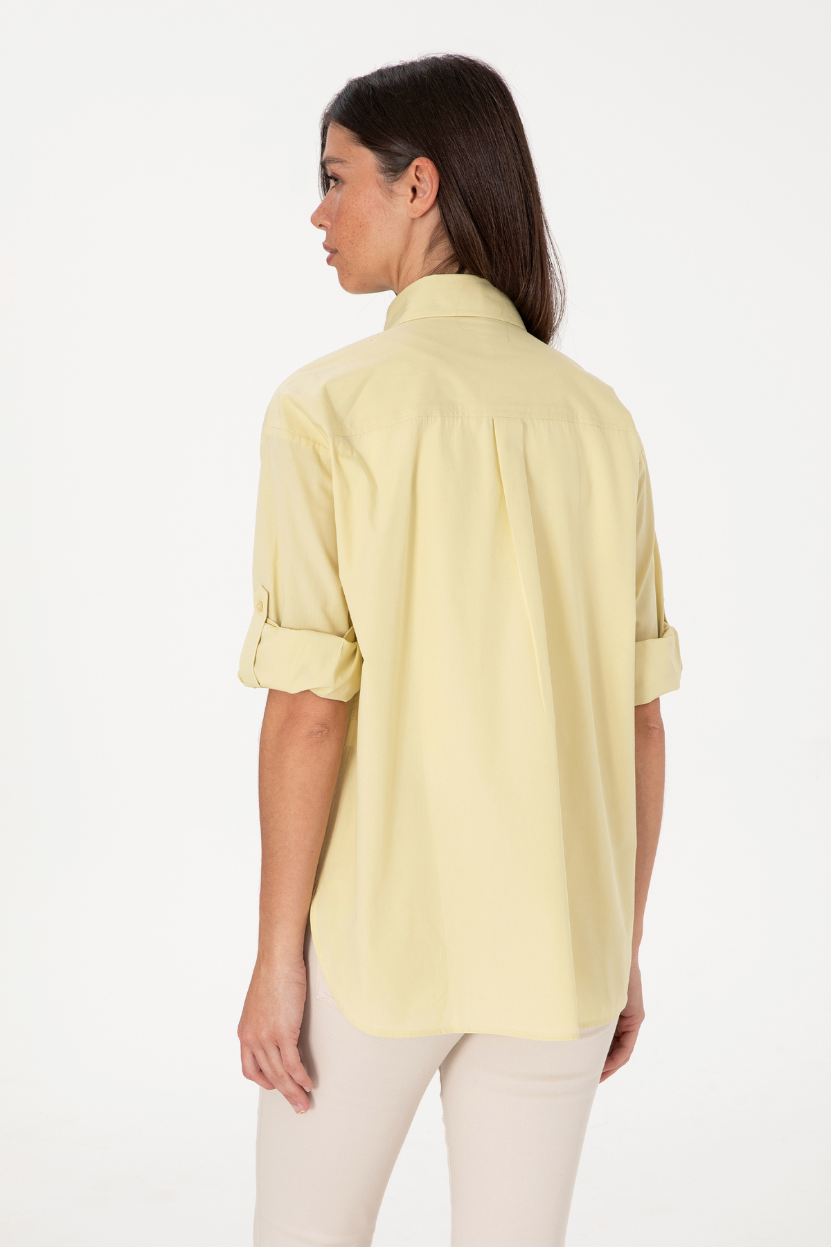 U.S. Polo Assn.  Kadın Açık Haki Uzun Kollu Tunik Gömlek 50306390-VR183 - Görsel 5