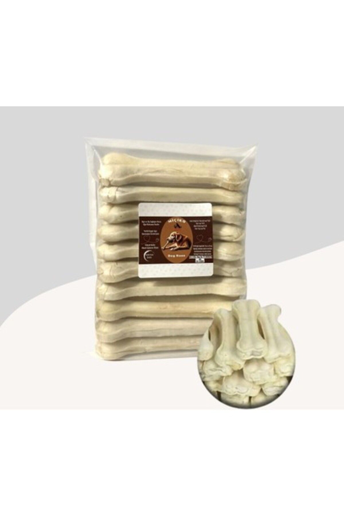 Eurodog Miçiko Köpekler Için Beyaz Press Çiğneme Kemiği 15CM 10 Adet