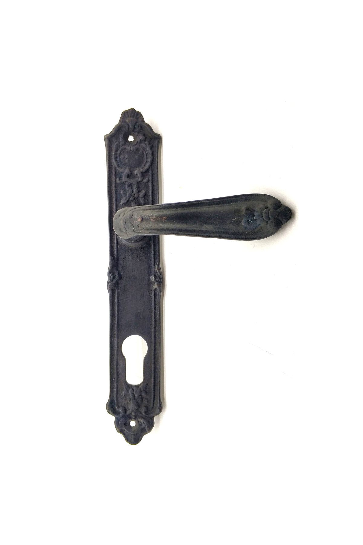 feifei Antika Tarz Dekoratif Pirinç Çiçekli Oda Kapı Kolu - 240X40 Mm, Oksit