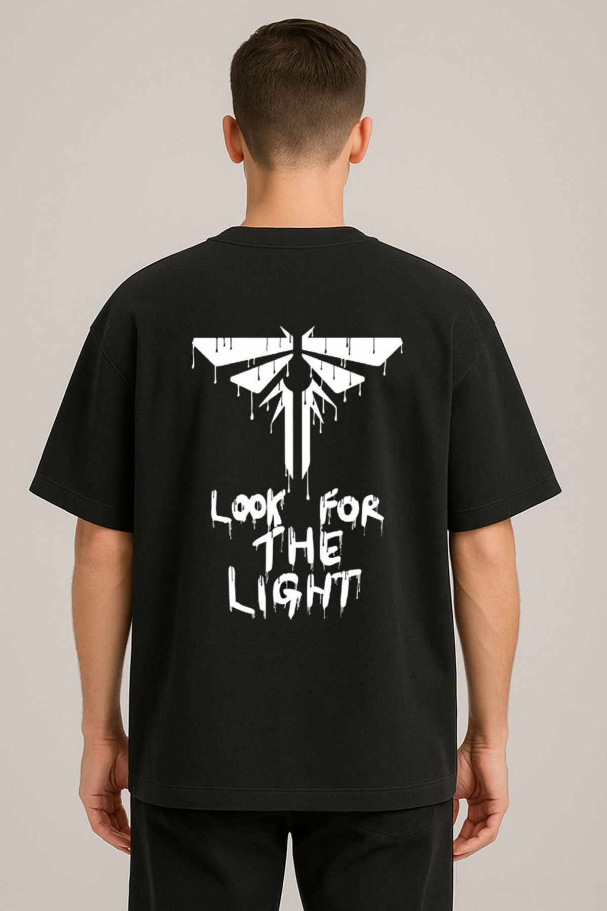 sielta The Last Of Us Oversize Erkek Pamuklu Siyah Tişört T-shirt