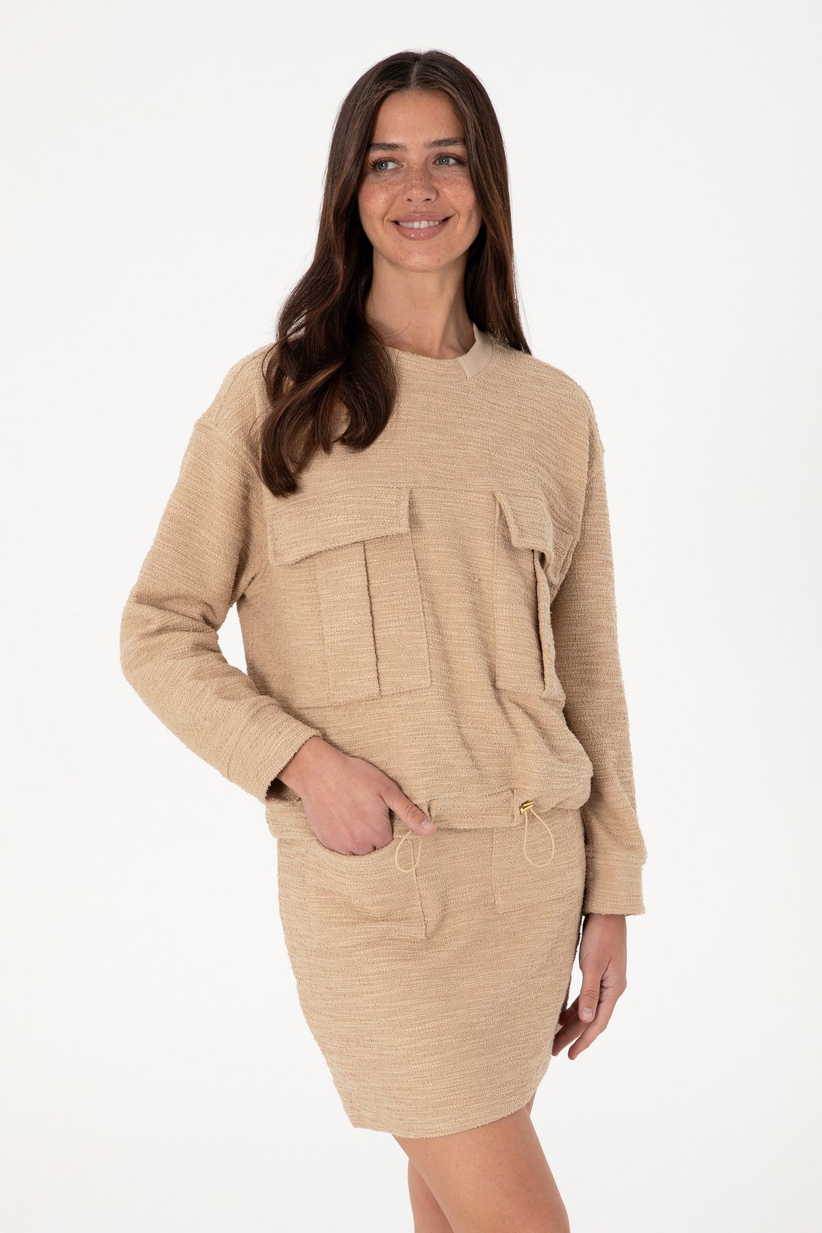U.S. Polo Assn. Kadın Kum Sweatshirt 50292442-VR085