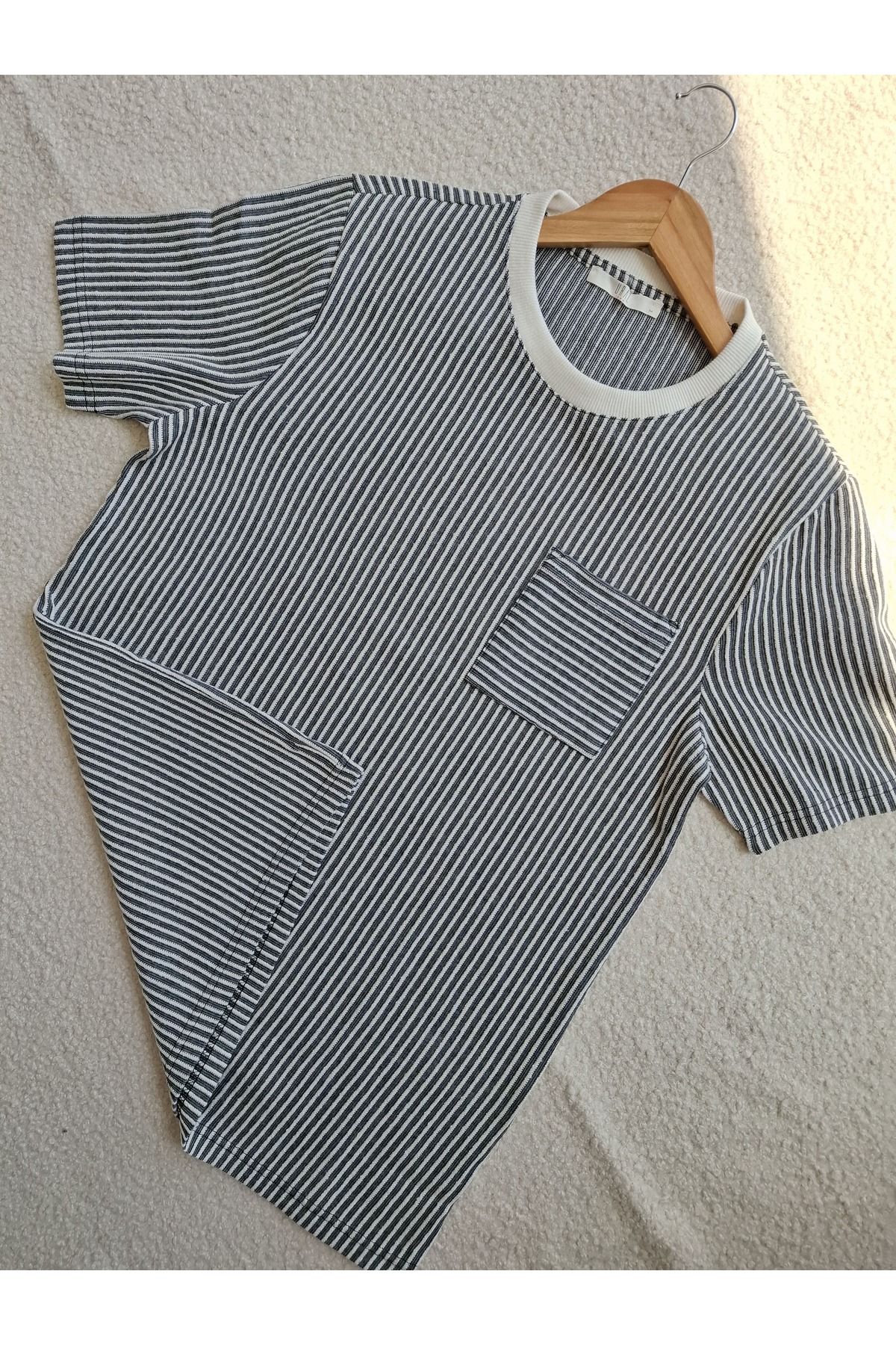 URAZ1984 Çizgili Basic Erkek T-shirt