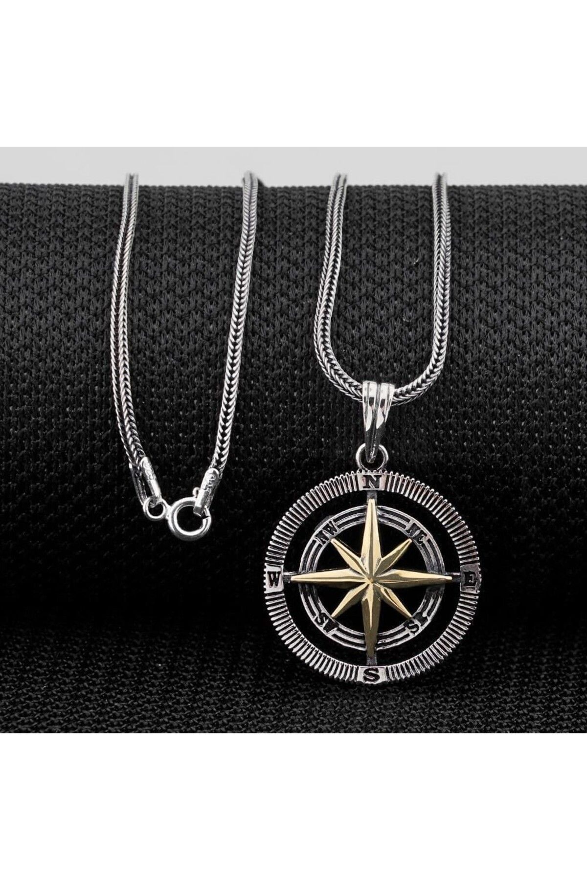 shop Pusula 925 Ayar Gümüş Erkek Kolye