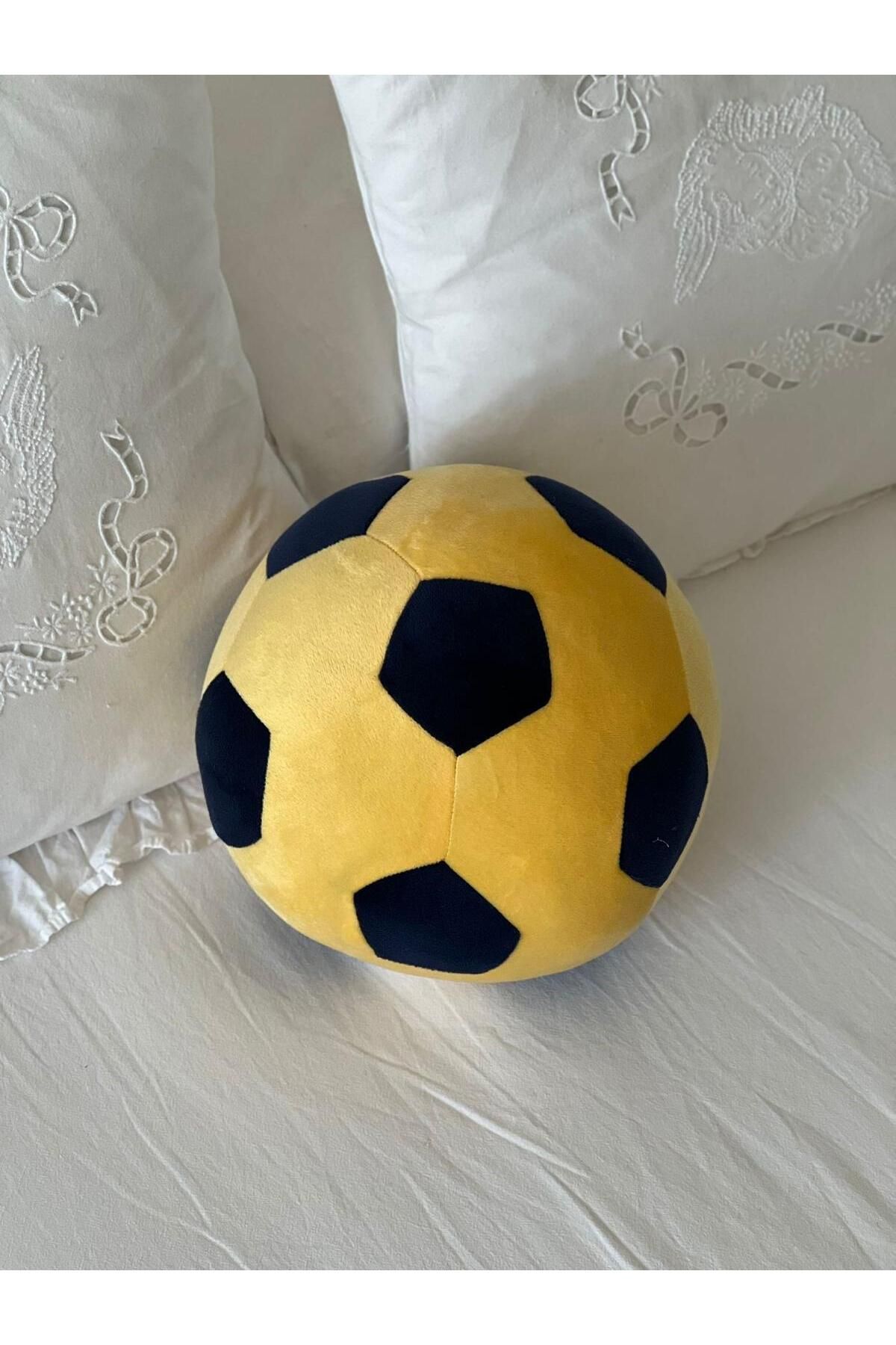MR.Frenks Çocuk Taraftar Futbol Topu Oyun Arkadaşı Peluş Yastık Sarı&Lacivert 22 cm