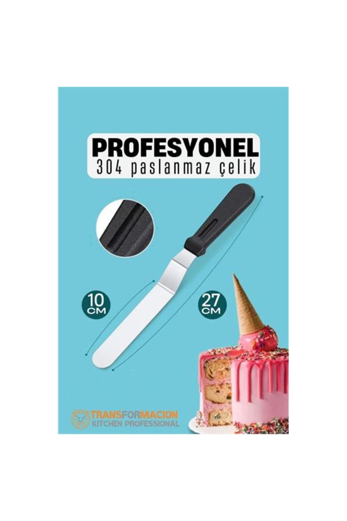Skygo Pasta Spatulası Profesyonel 304 Paslanmaz Çelik 27 Cm