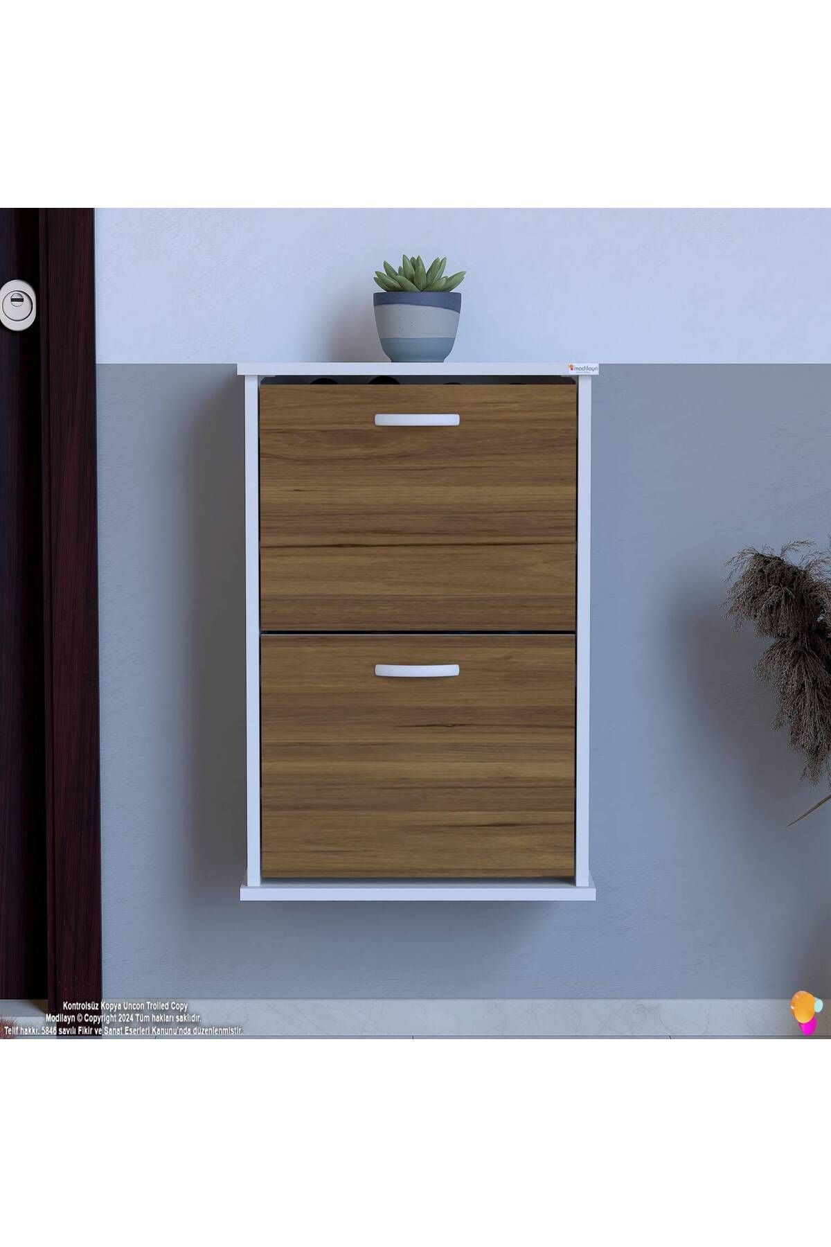 Modilayn Umay Ayakkabılık Ceviz 52cm Duvara Monte