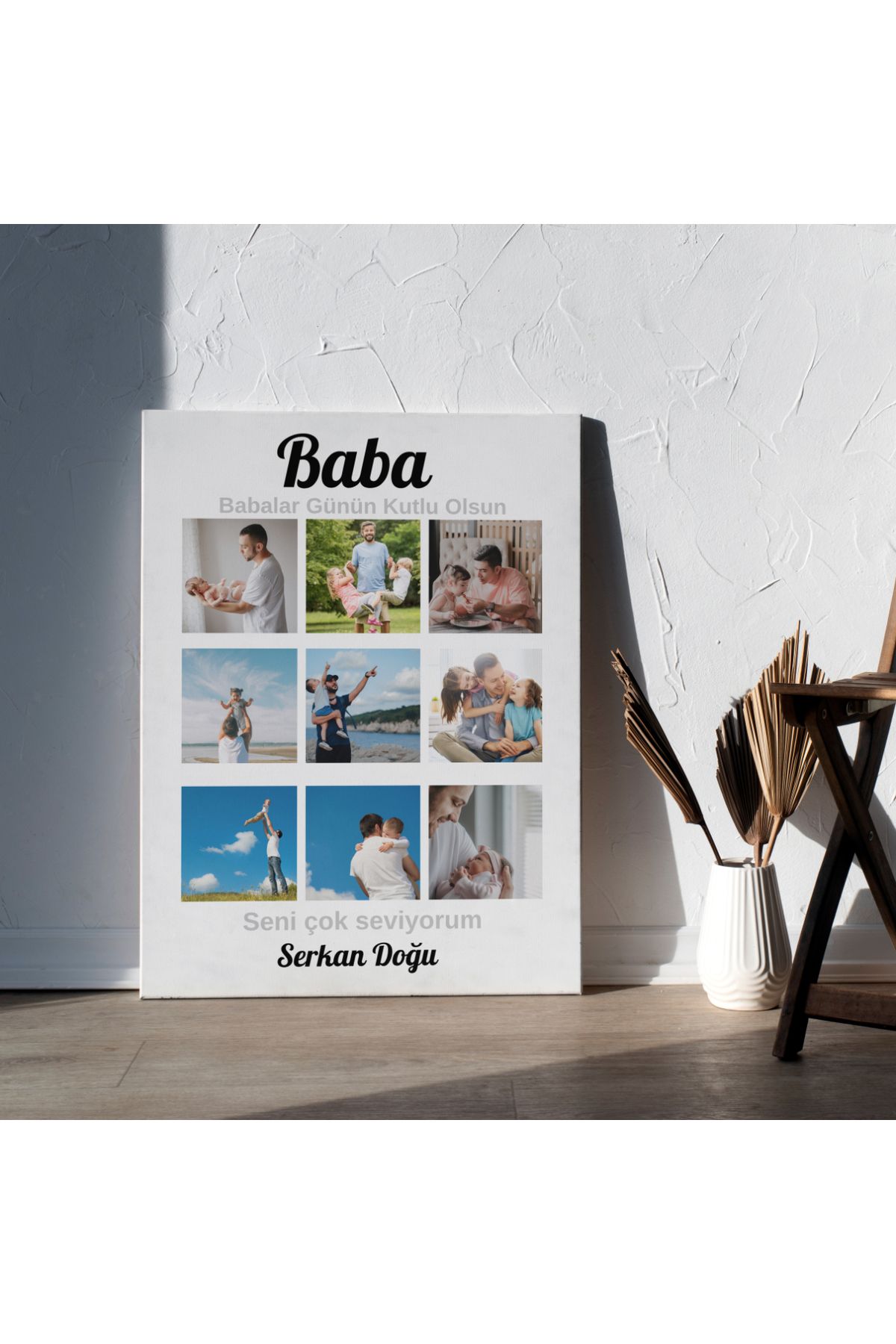 ÇELİKLER HEDİYE Kanvas Tablo Babalar Gününe Özel Kişiye Özel Tasarımlar Babaya Hediye