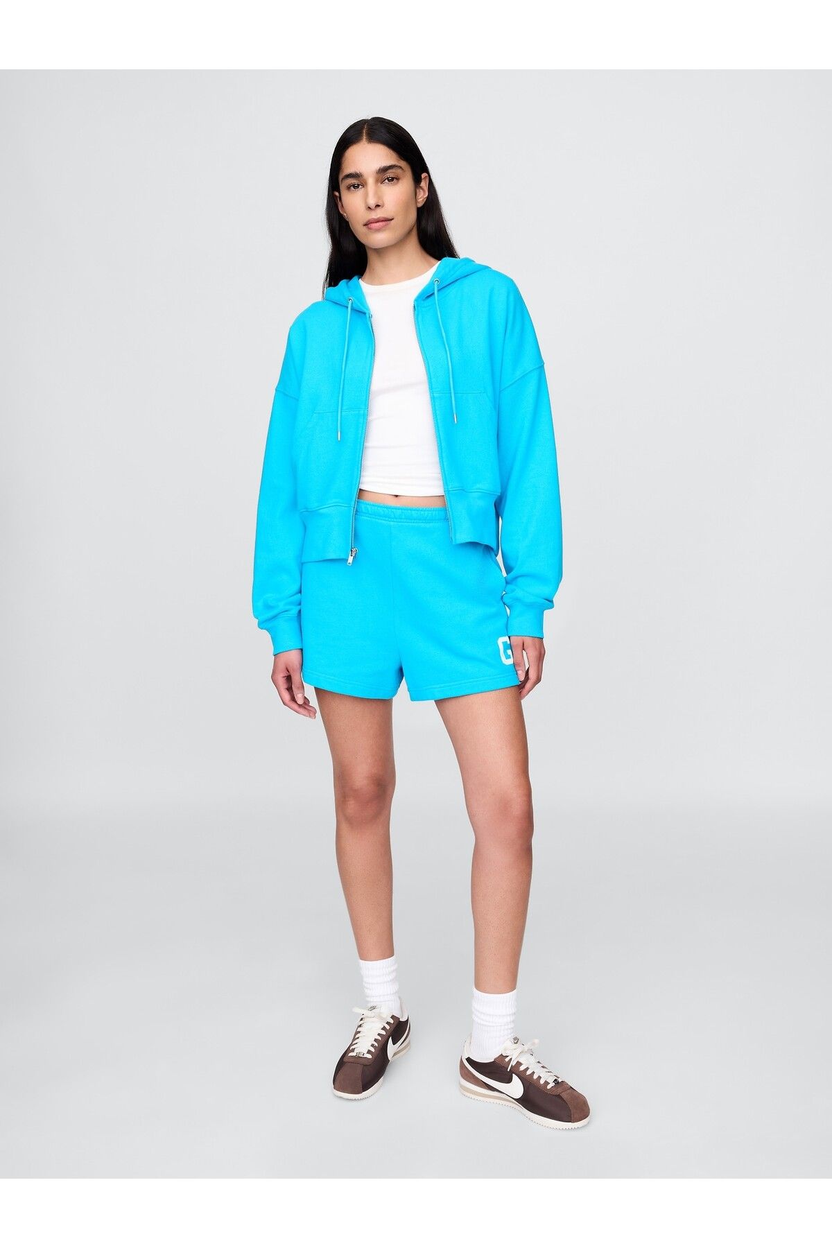GAP Kadın Mavi Heavyweight Fransız Havlu Kumaş Classic Sweat Şort