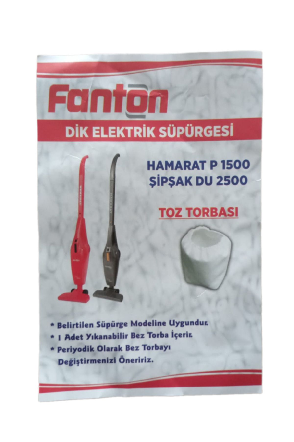 Universal FANTOM Hamarat P 1500 Şipşak DU 2500 elektrik süpürgesi uyumlu toz torbası (2 paket)