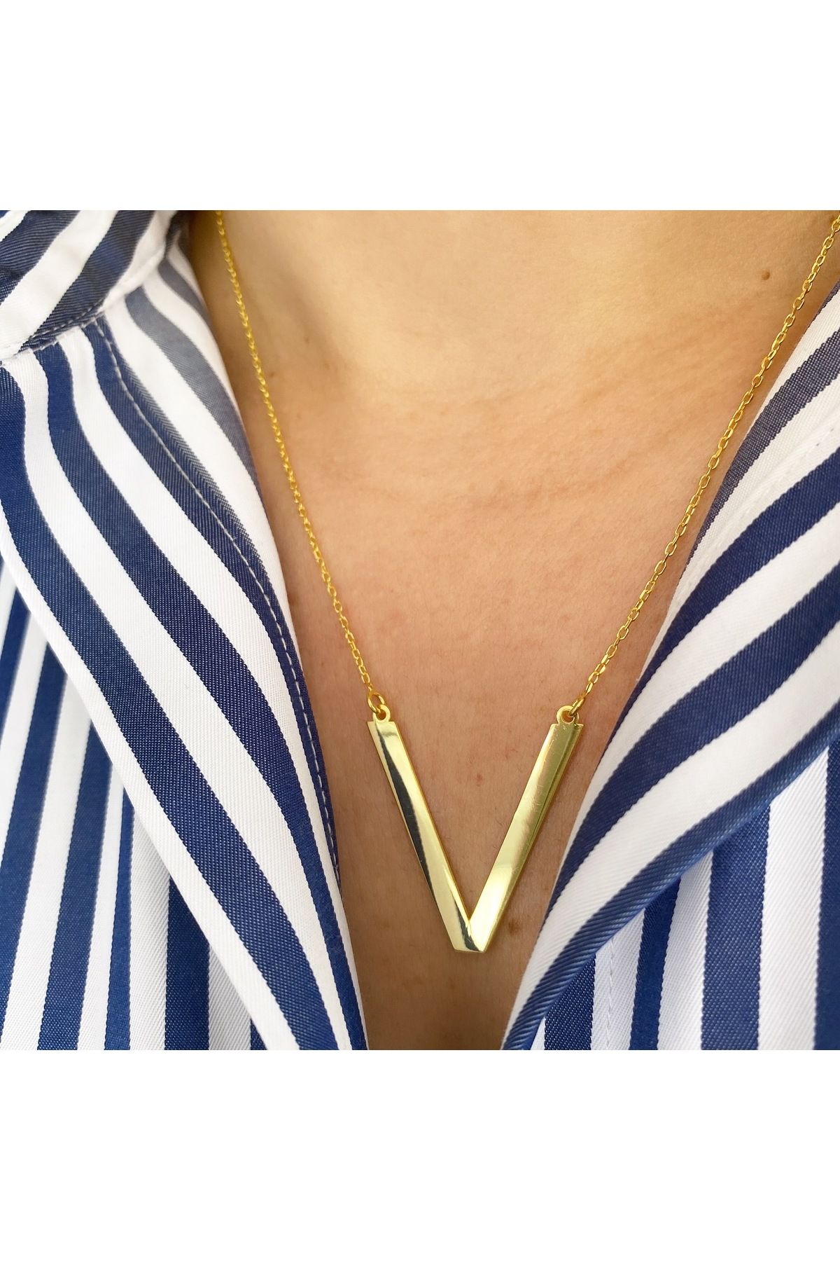 simurg jewellery Altın Kaplama Gümüş V Kolye