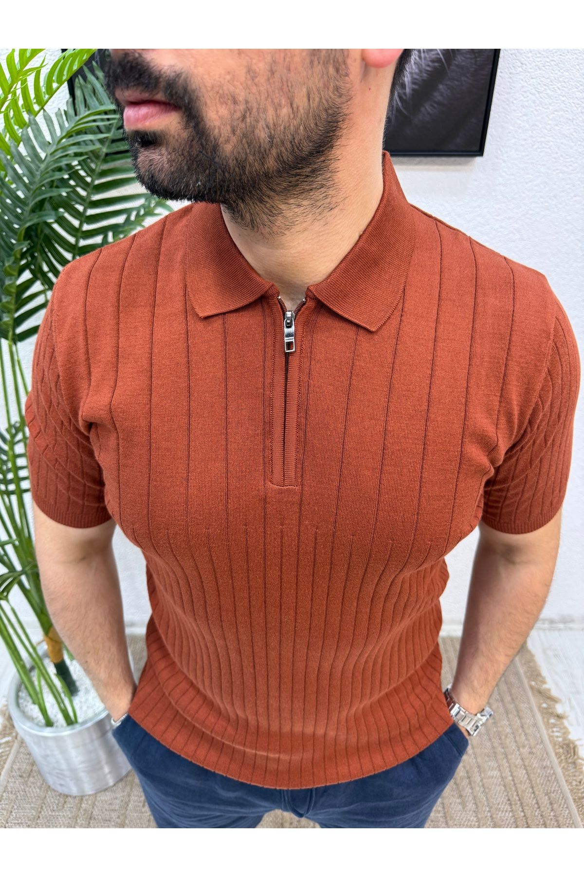Yubacollection YUBACOLLECTİON %100 PAMUK POLO YAKA TRİKO TSHİRT