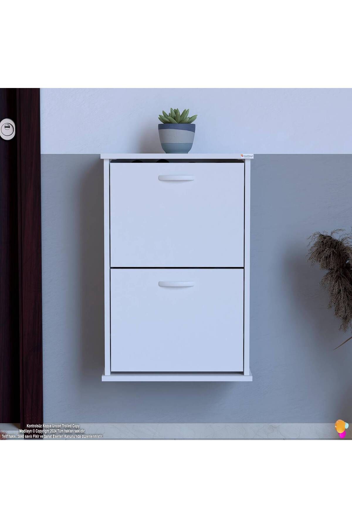 Modilayn Umay Ayakkabılık Beyaz 52cm Duvara Monte