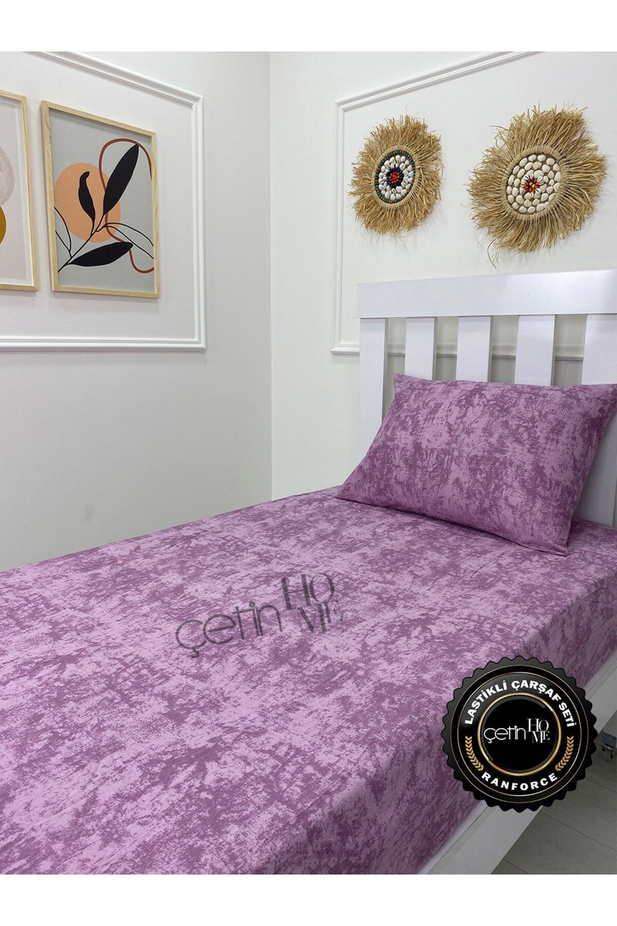 Çetinhome-Fabric Elastic Sheet Set Single 3 Size Shadow Lilac 3