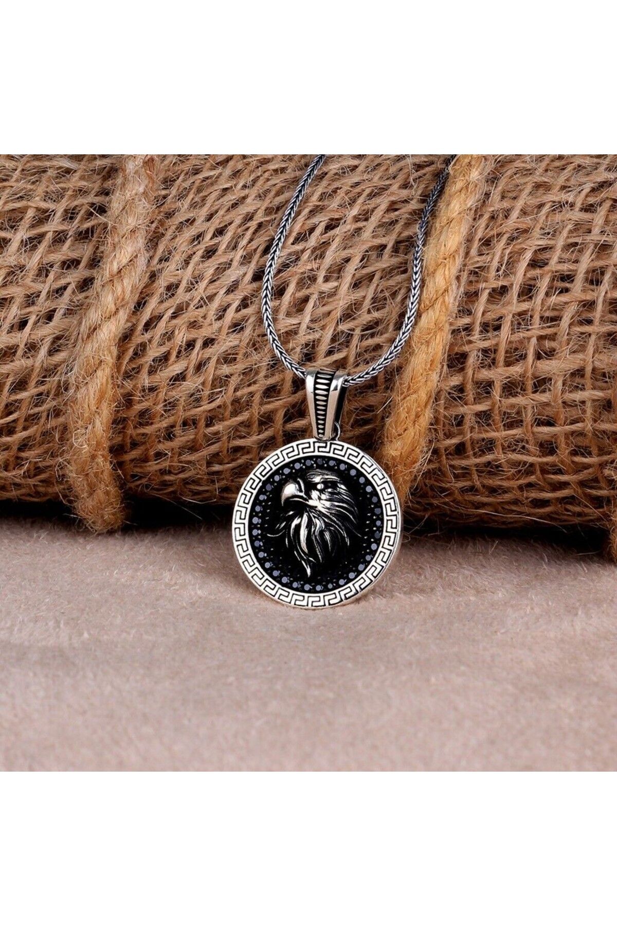 shop Mikro Taşlı Kartal 925 Ayar Gümüş Erkek kolye