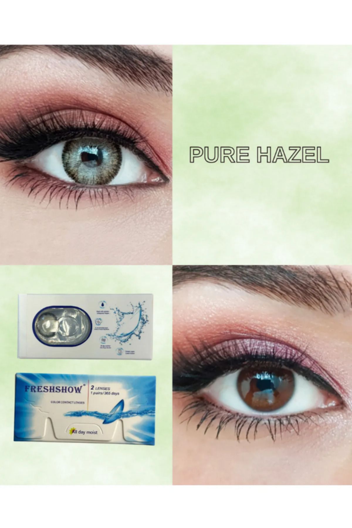 RABIR Pure Hazel Renkli Kirpik Lens Kabı ve Lens Solüsyonu