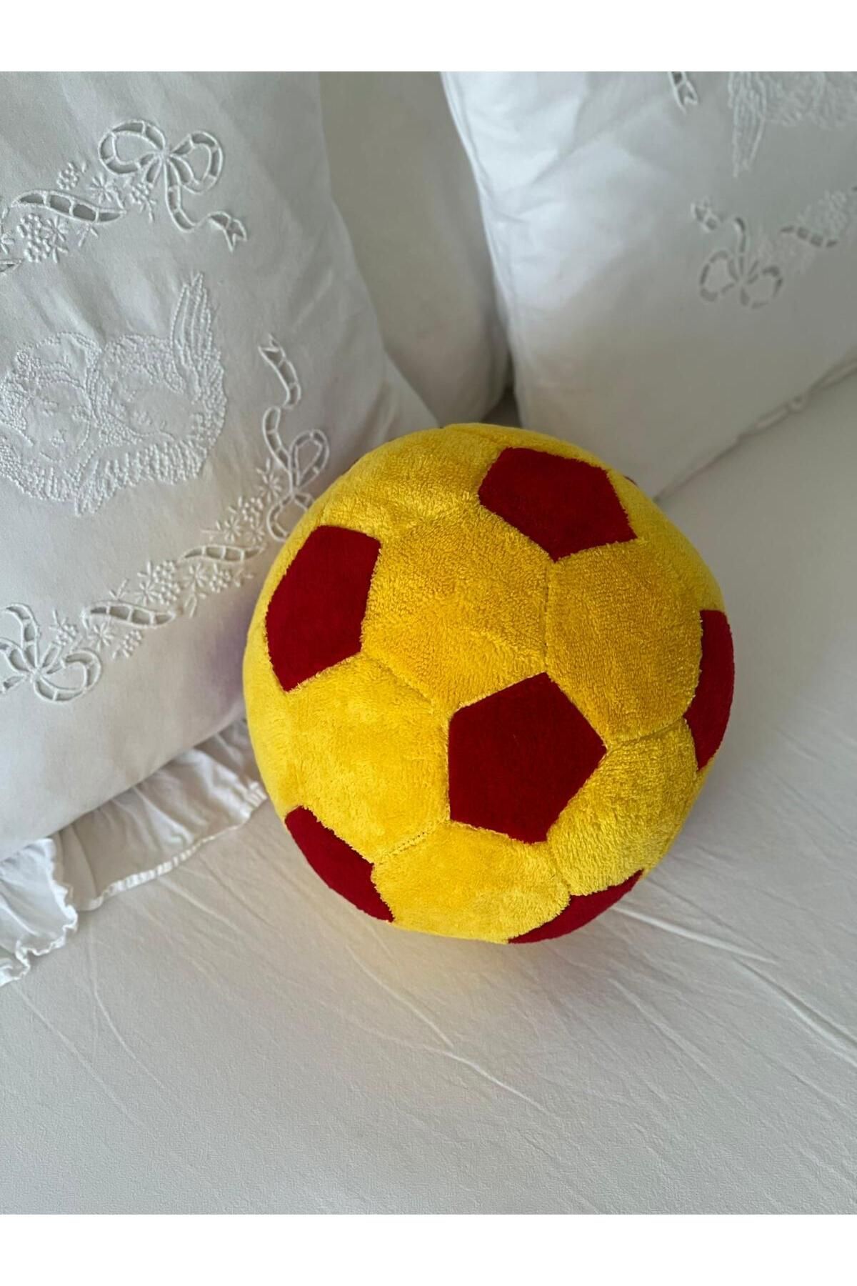 MR.Frenks Çocuk Taraftar Futbol Topu Oyun Arkadaşı Havlu Yastık Sarı&Kırmızı 22 cm