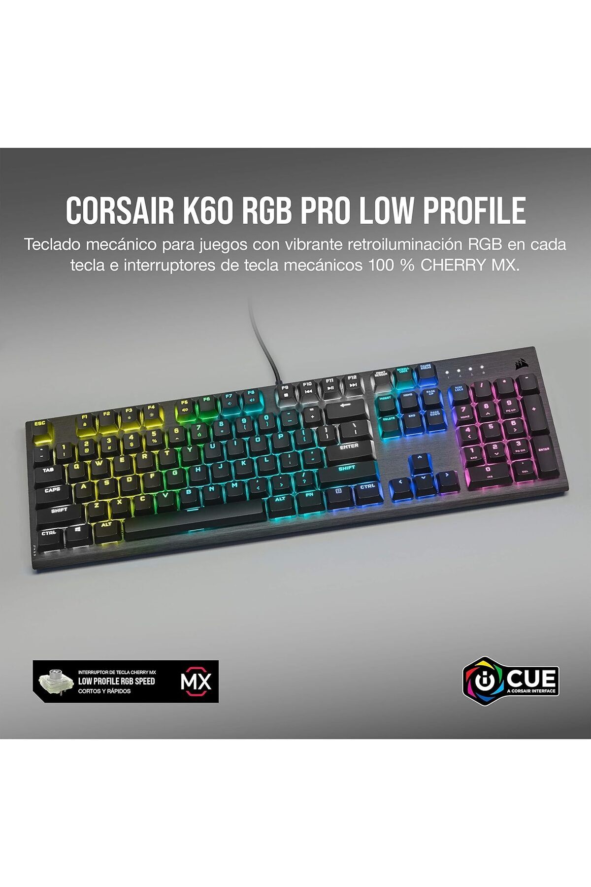Corsair-لوحة مفاتيح الألعاب الميكانيكية K60 RGB Pro منخفضة الارتفاع - مفاتيح Cherry MX منخفضة الارتفاع، متينة 3