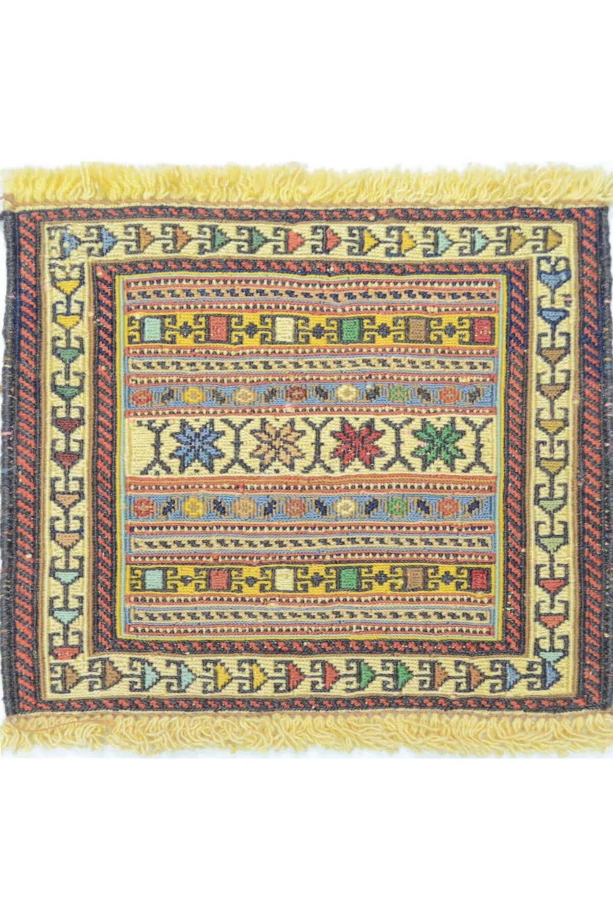 Handmade İran Zolanvari El Dokuma Sumak Küçük Boy Kilim 30x33 cm (0,09 m²)
