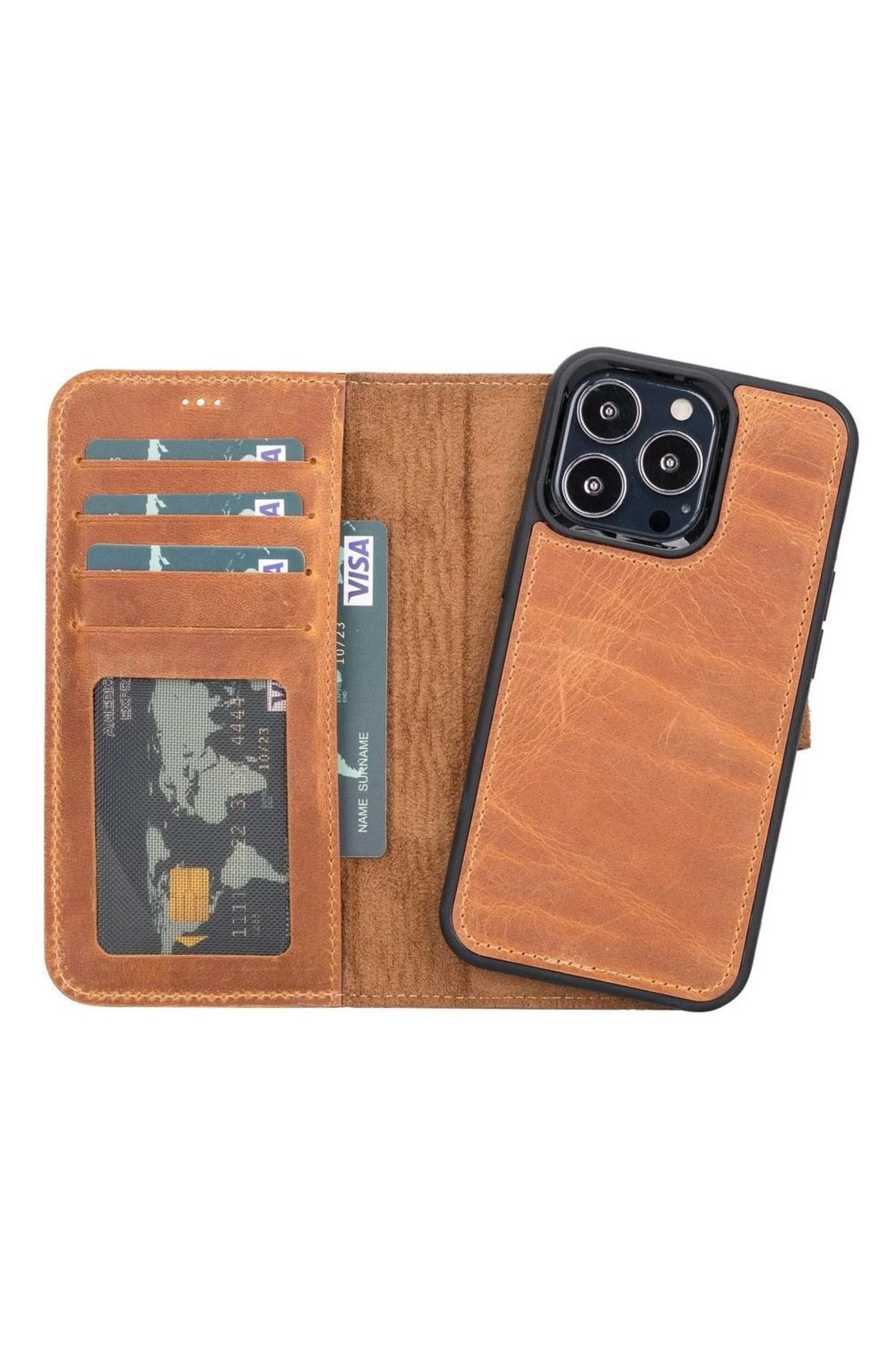 Emperium iPhone 13 Pro Uyumlu Deri Cüzdanlı Kılıf MWWN G19