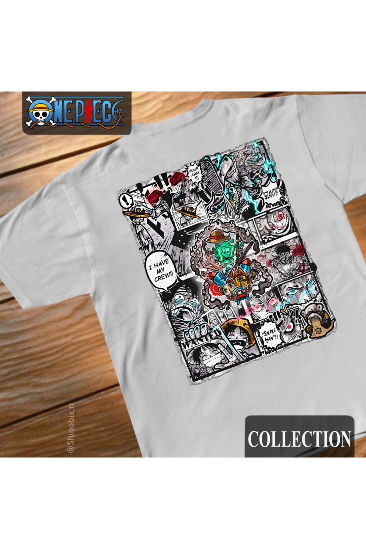 SHINOBIX One Piece Monkey D. Luffy Straw Hats Baskılı Oversize T-Shirt