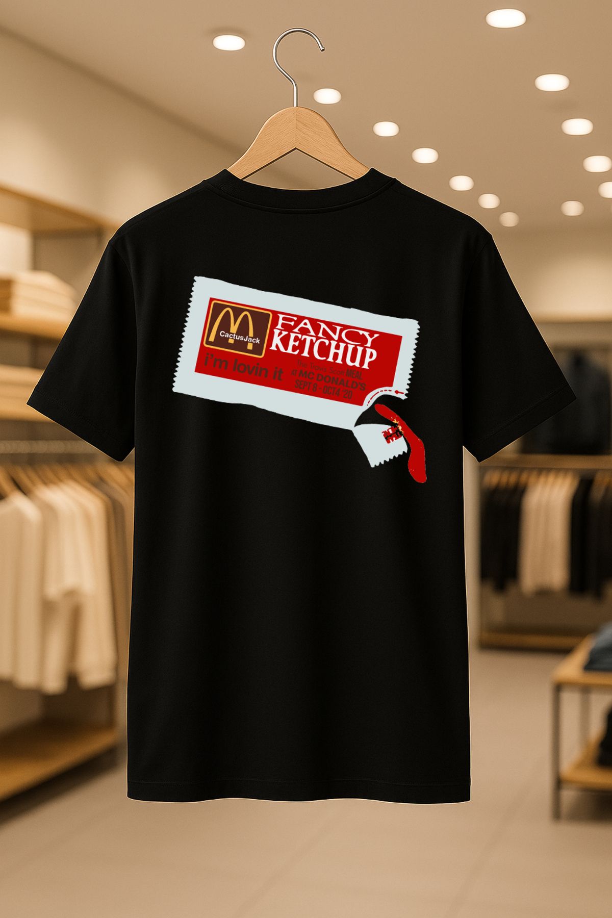 SELF CONTROL Travis Scott Astroworld Ketchup Dollar Oversize Unisex %100 Pamuklu Nefes Alan Kalin Kumaşlı T-Shirt