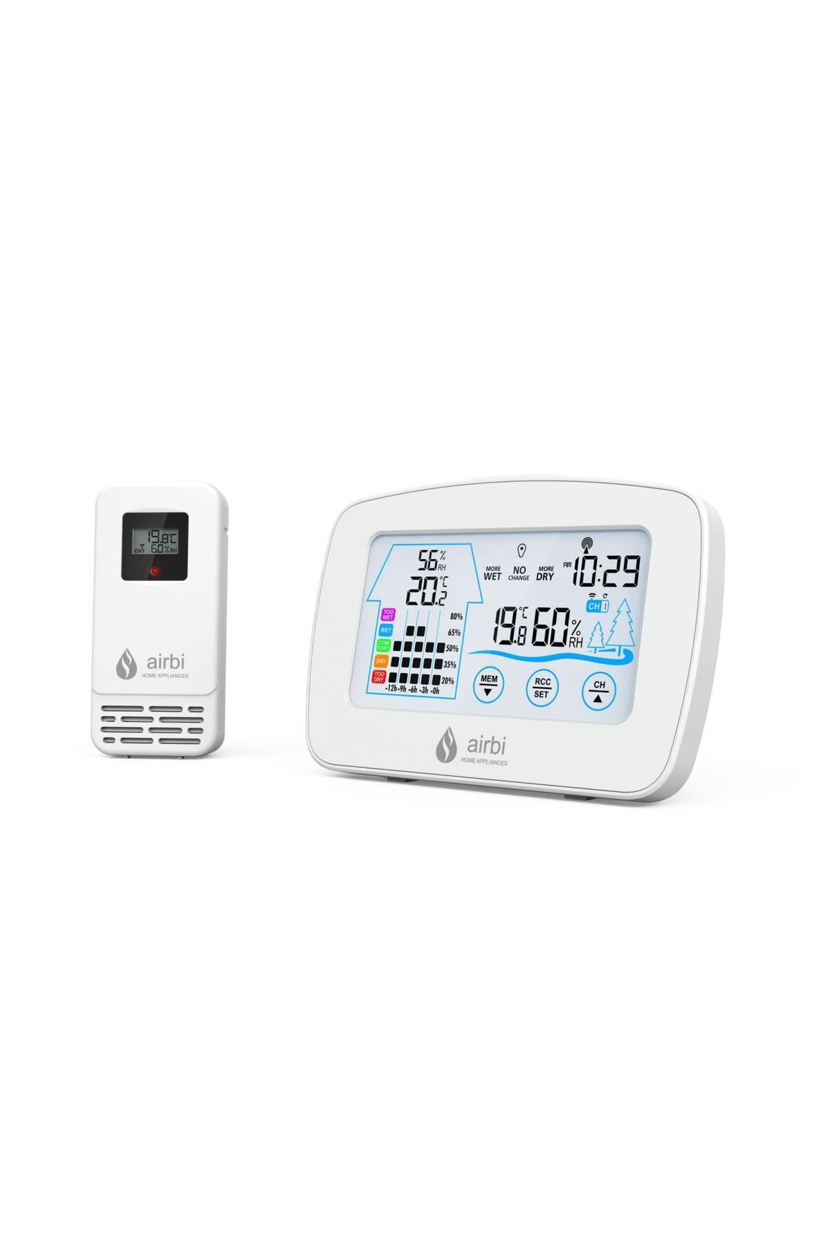 AirBi-Digital Thermometer and Hygrometer Set with External Wireless Transmitter Control Bi1020 1