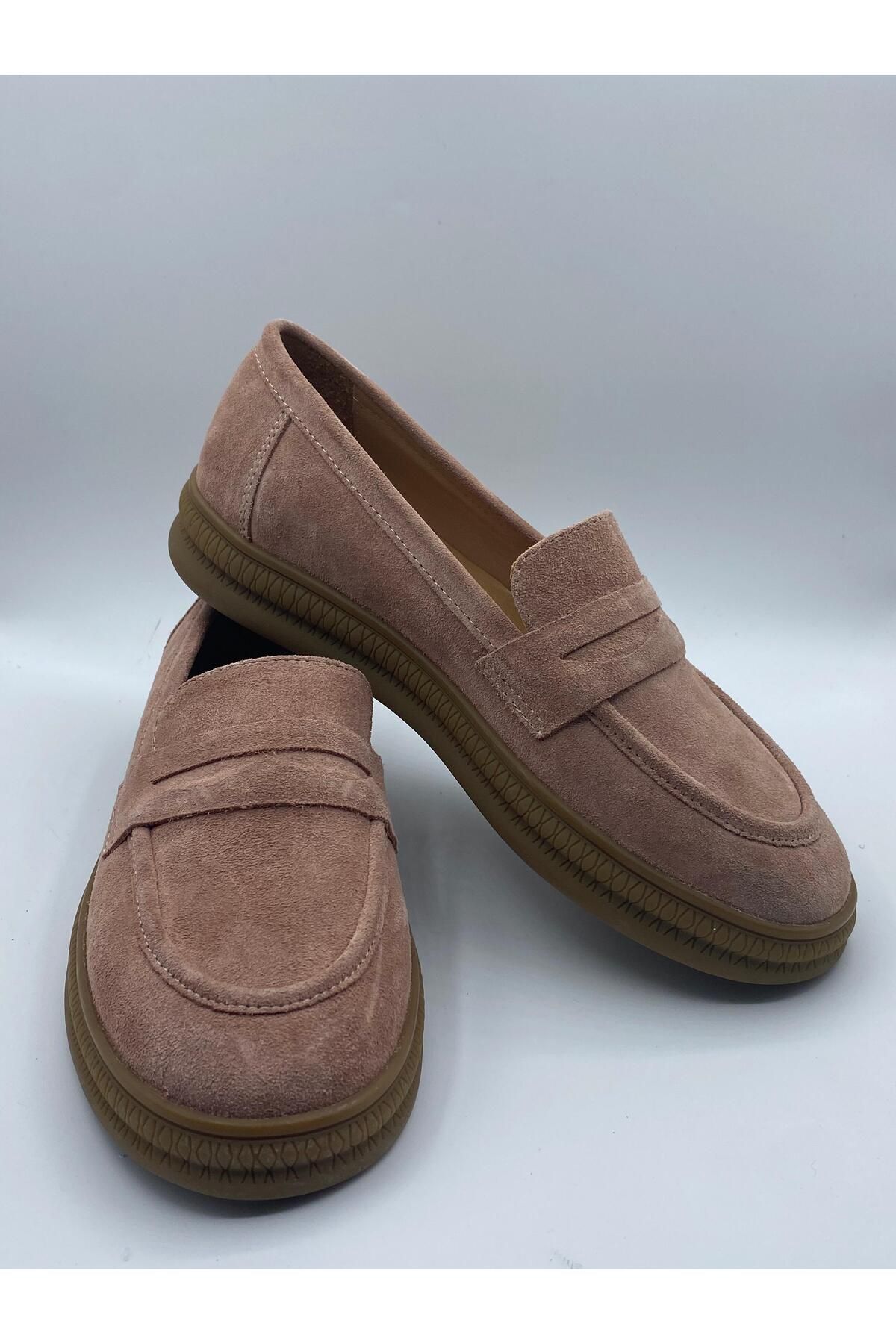 NEWGÜLTEKİN KAHİ DERİ SÜET YUMUŞAK RAHAT KALIP ÇOK ŞIK PEMBE LOAFER