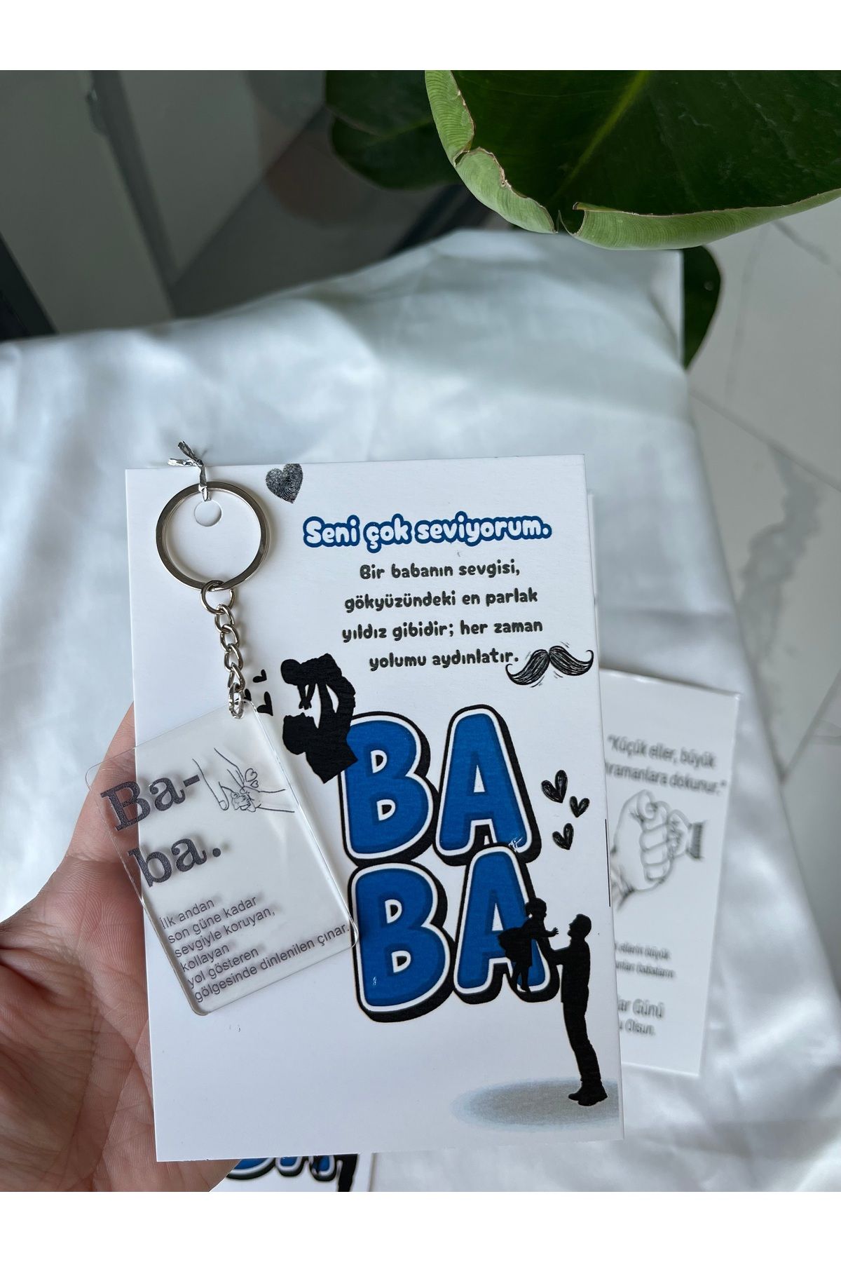 aşkla tasarım 30 Adet Babalar Günü Pleksi Anahtarlık