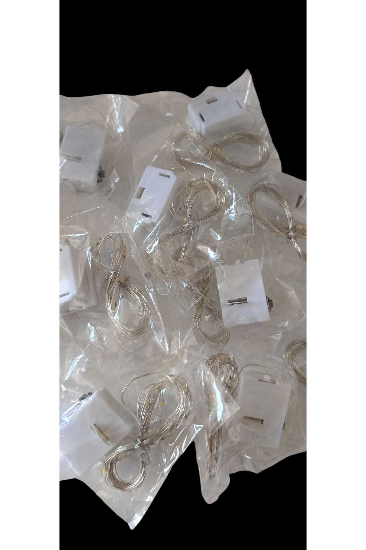 hobidaşım 1 Metre Sarı Renk Peri Led Işık - Mini Güç Kutulu, Pilli, 3 Modlu Dekoratif Led