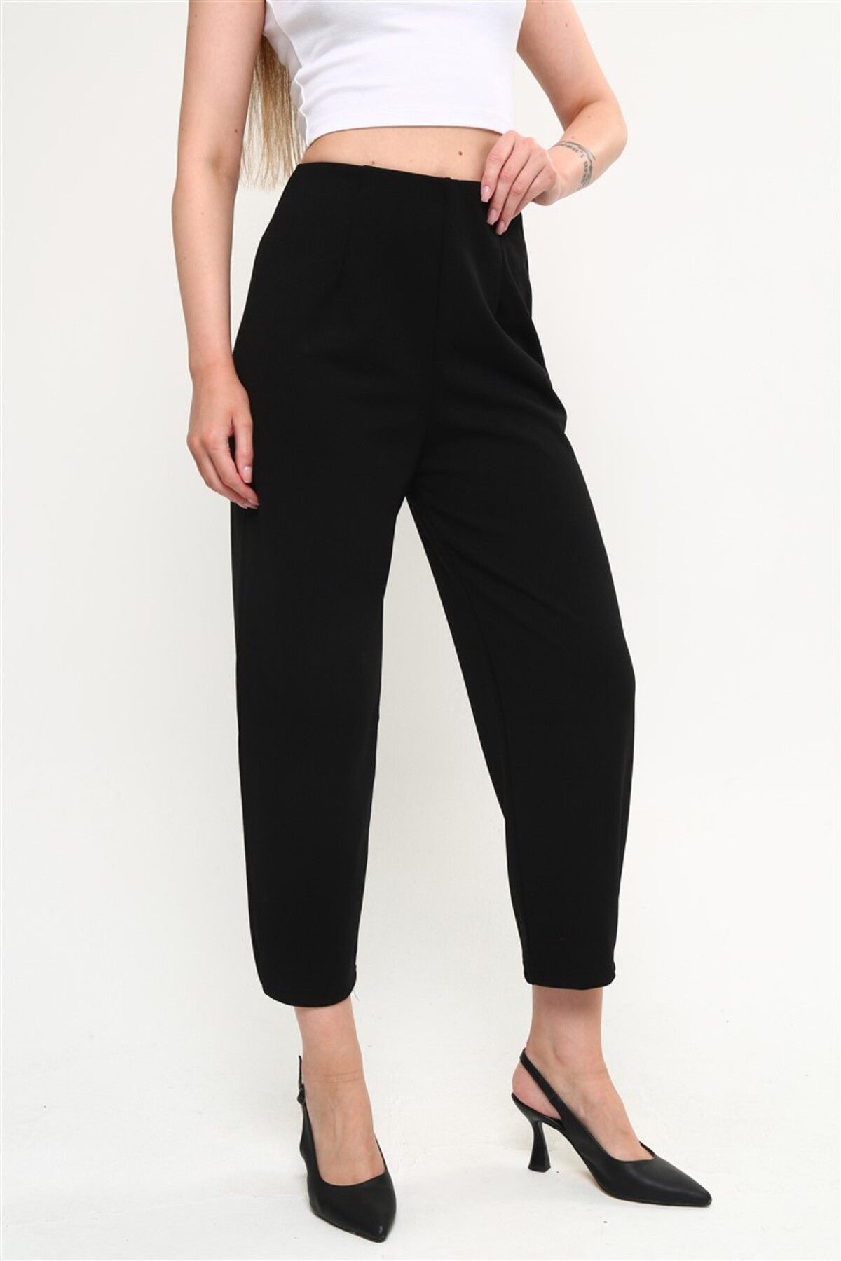 OPENDO Beli Lastikli Şalvar Model Balon Pantolon
