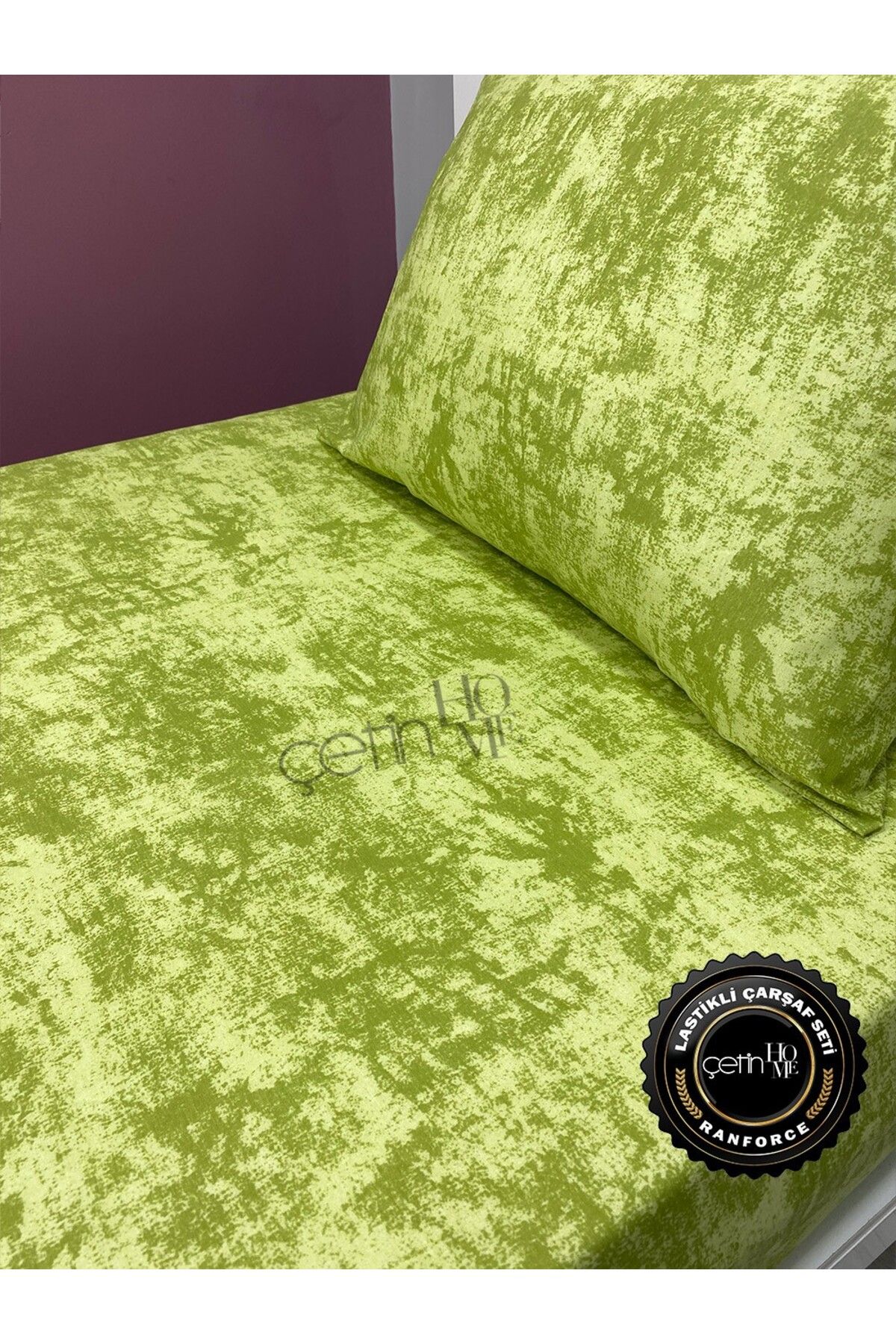 Çetinhome-Fabric Elastic Sheet Set Single 3 Size Shadow Green 6