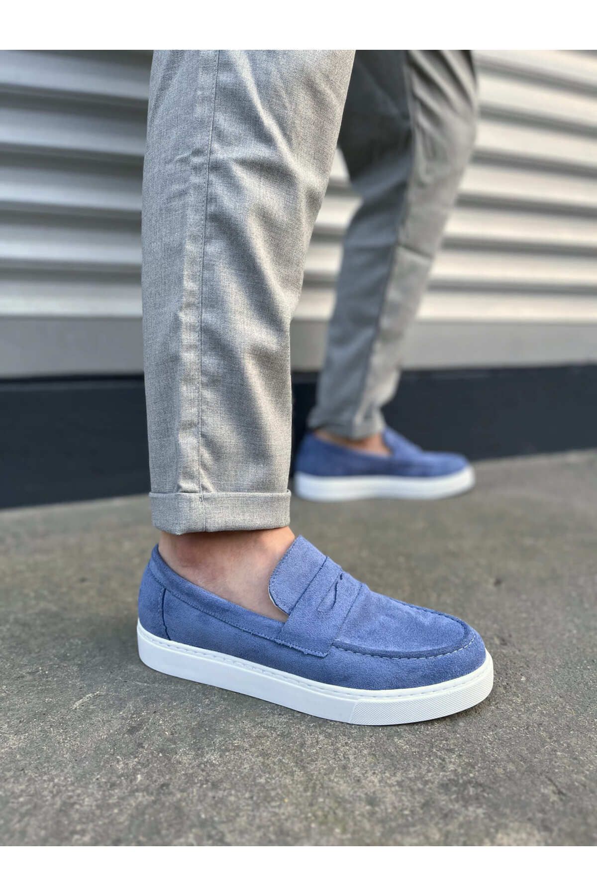 onlinebutik BY180 Estilo X Bağcıksız Süet Erkek Günlük Spor Klasik Ayakkabı SBT - Mavi