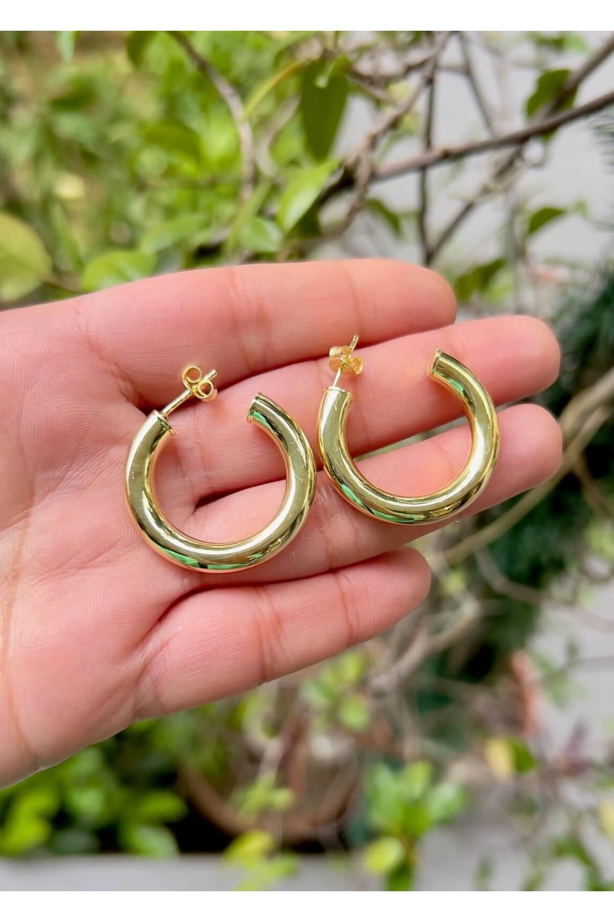 Defne Silver Silinidr Halka Küpe Çap:3 cm