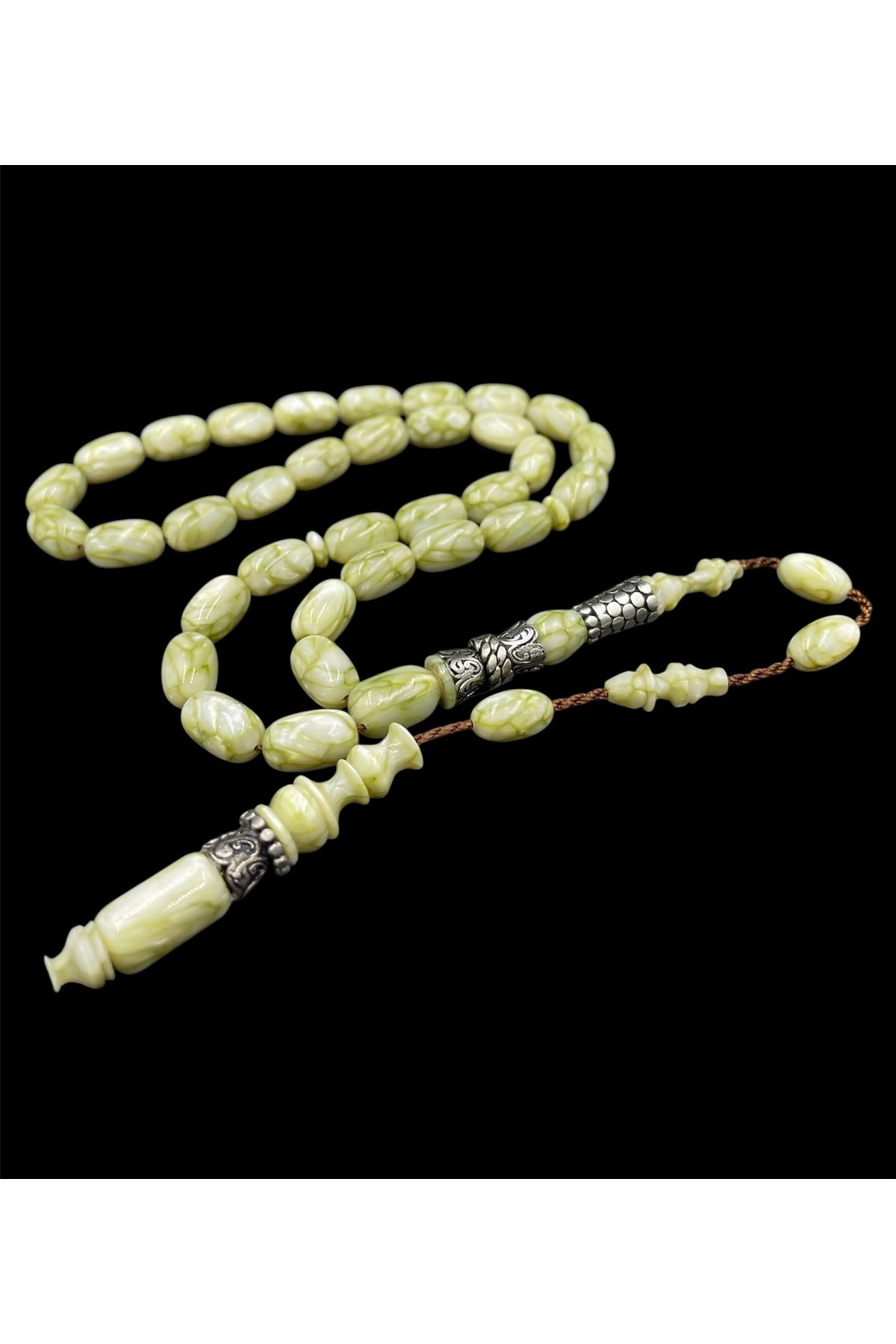 nefjewelrydesign 6.5x10.9mm Nakkaş İmame Kalite Sistemli 36cm Galalit Tesbih