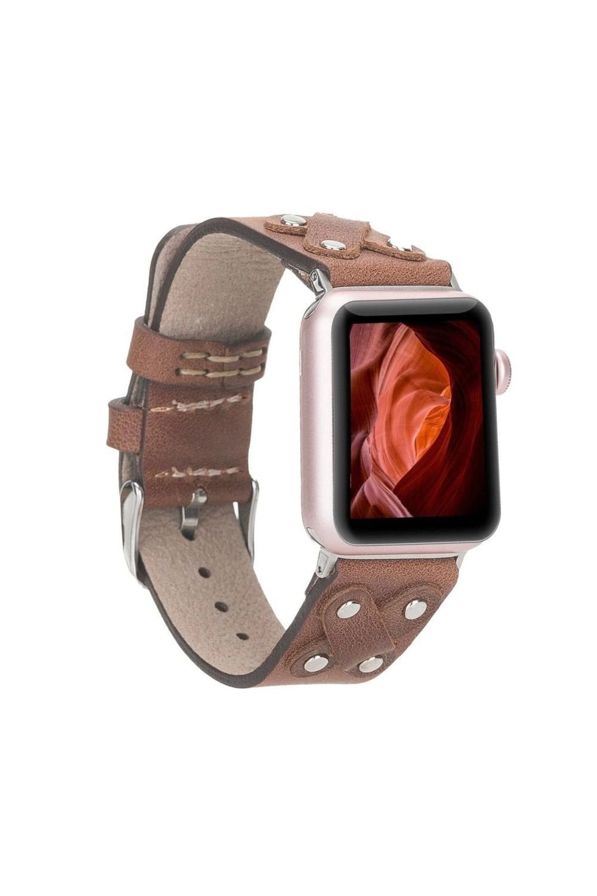 Emperium Apple Watch Uyumlu Deri Kordon Cross 42-44-45mm ST TN02