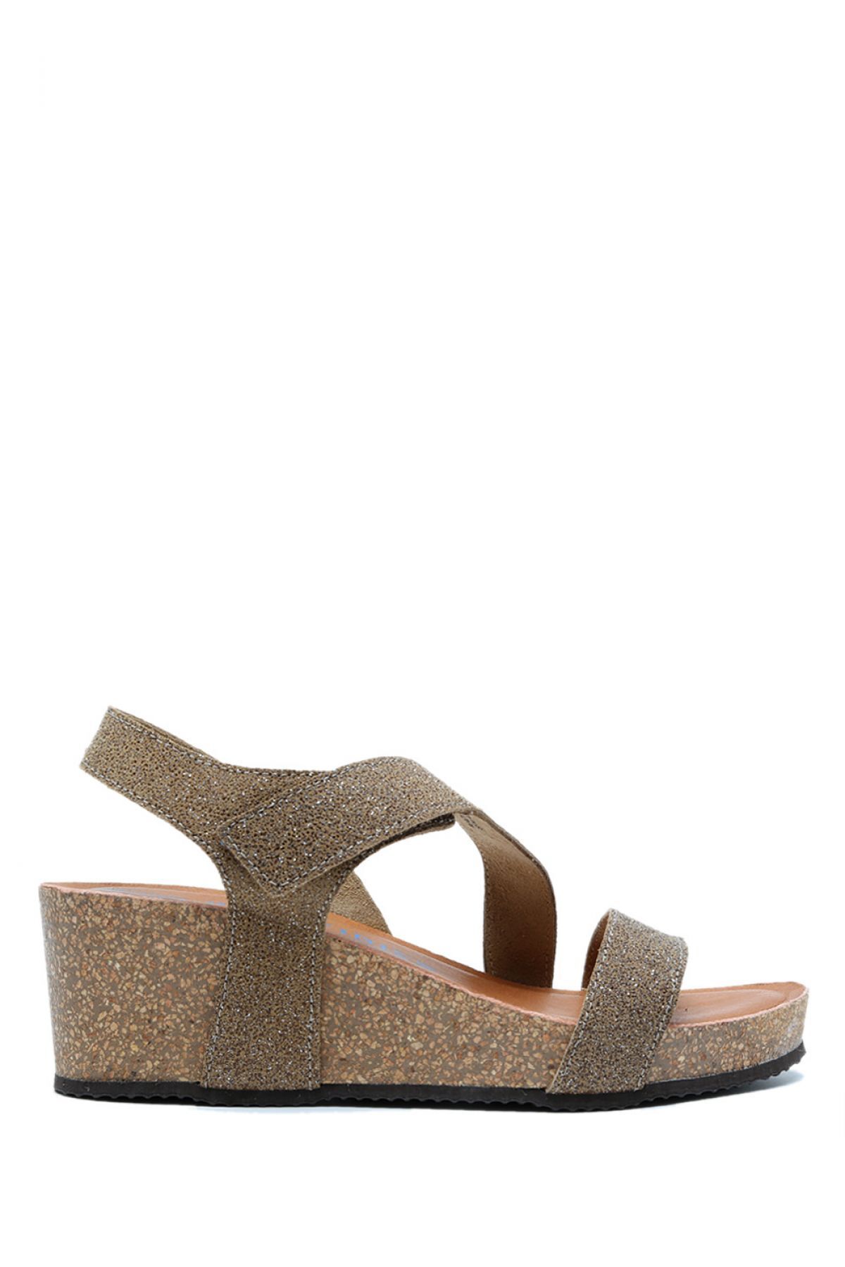 Kifidis K14883 Kifidis Soft Step Kadın Dolgu Topuklu Mantar Sandalet 36-41 Bronce/Bronz