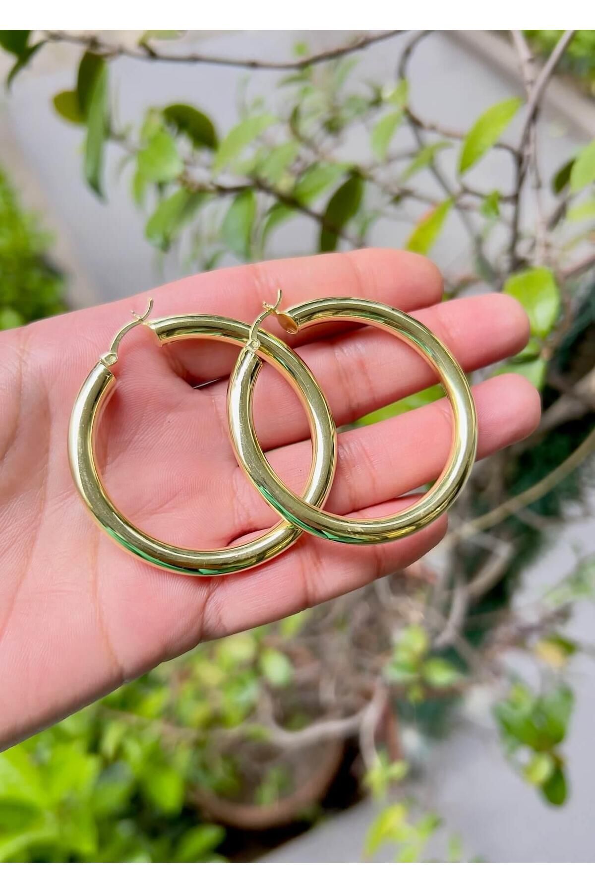 Defne Silver Silinidr Halka Küpe Çap:5 cm