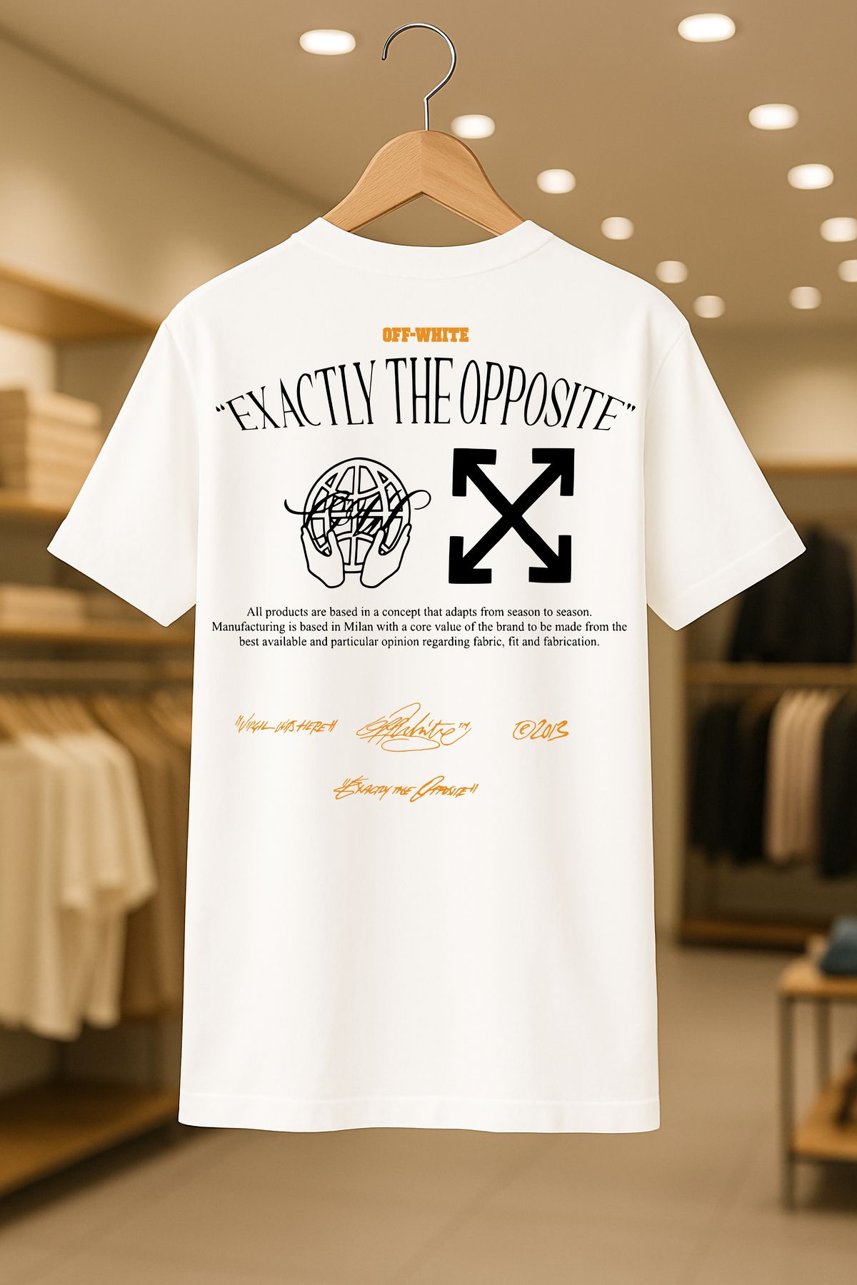 C&C OKULCUNUZ Off-White Opposite Oversize Unisex %100 Pamuklu Nefes Alan Kalin Kumaşlı T-Shirt