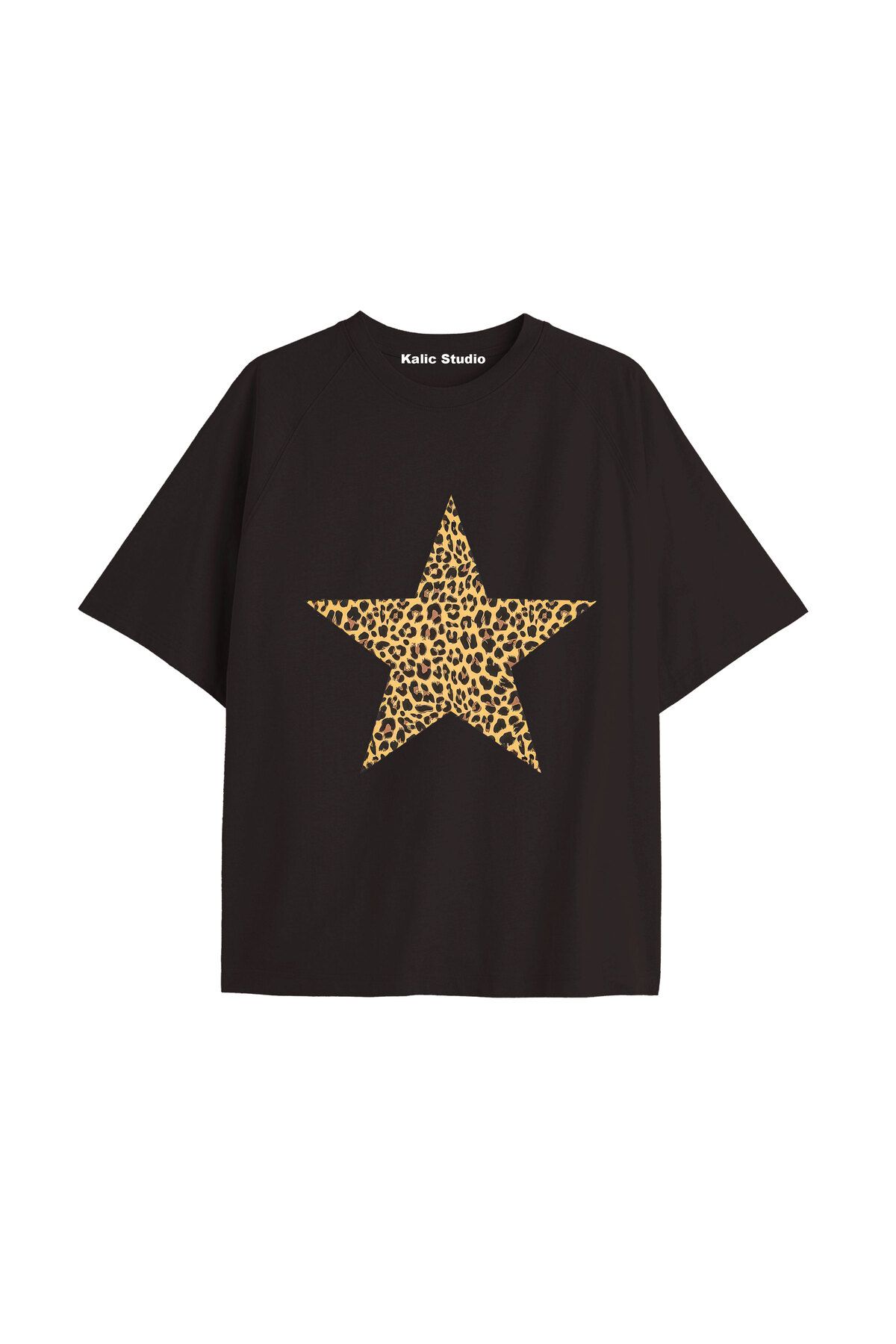 Kalic Studio Y2k vintage Leopar Baskılı Sİyah T-shirt KOD 164