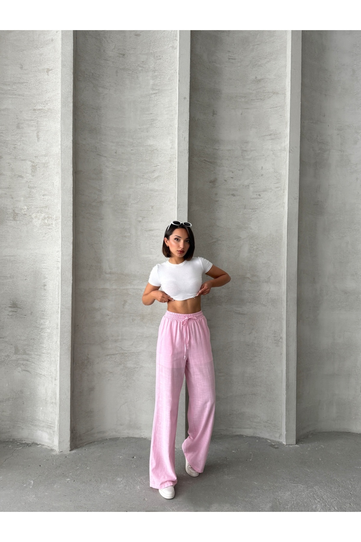 Miss Prova  Bel Bağlama Detaylı Keten Pantolon MISSPNT2669 - Görsel 5