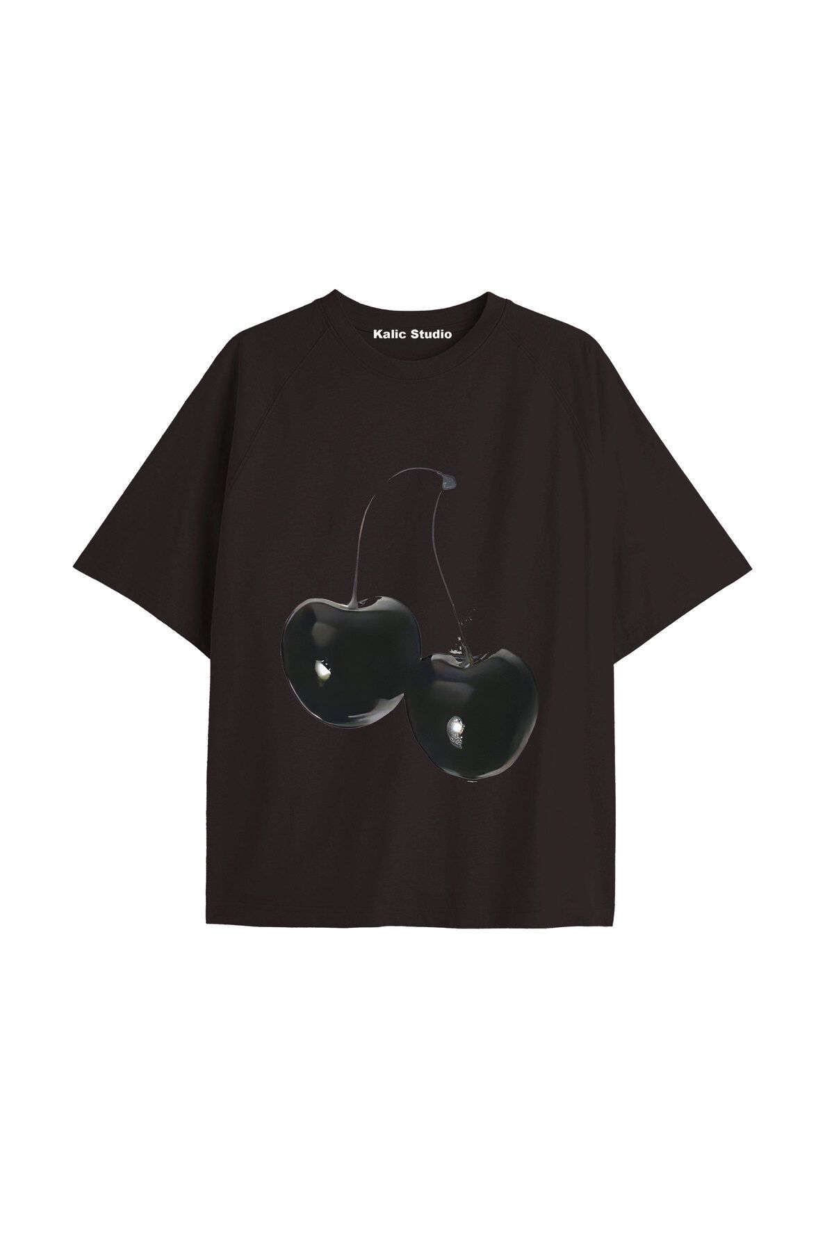 Kalic Studio Y2k vintage Cherry Baskılı Sİyah T-shirt KOD 86