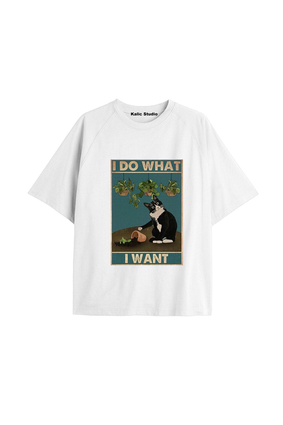 Kalic Studio Y2k vintage Cats Baskılı Beyaz T-shirt KOD 3