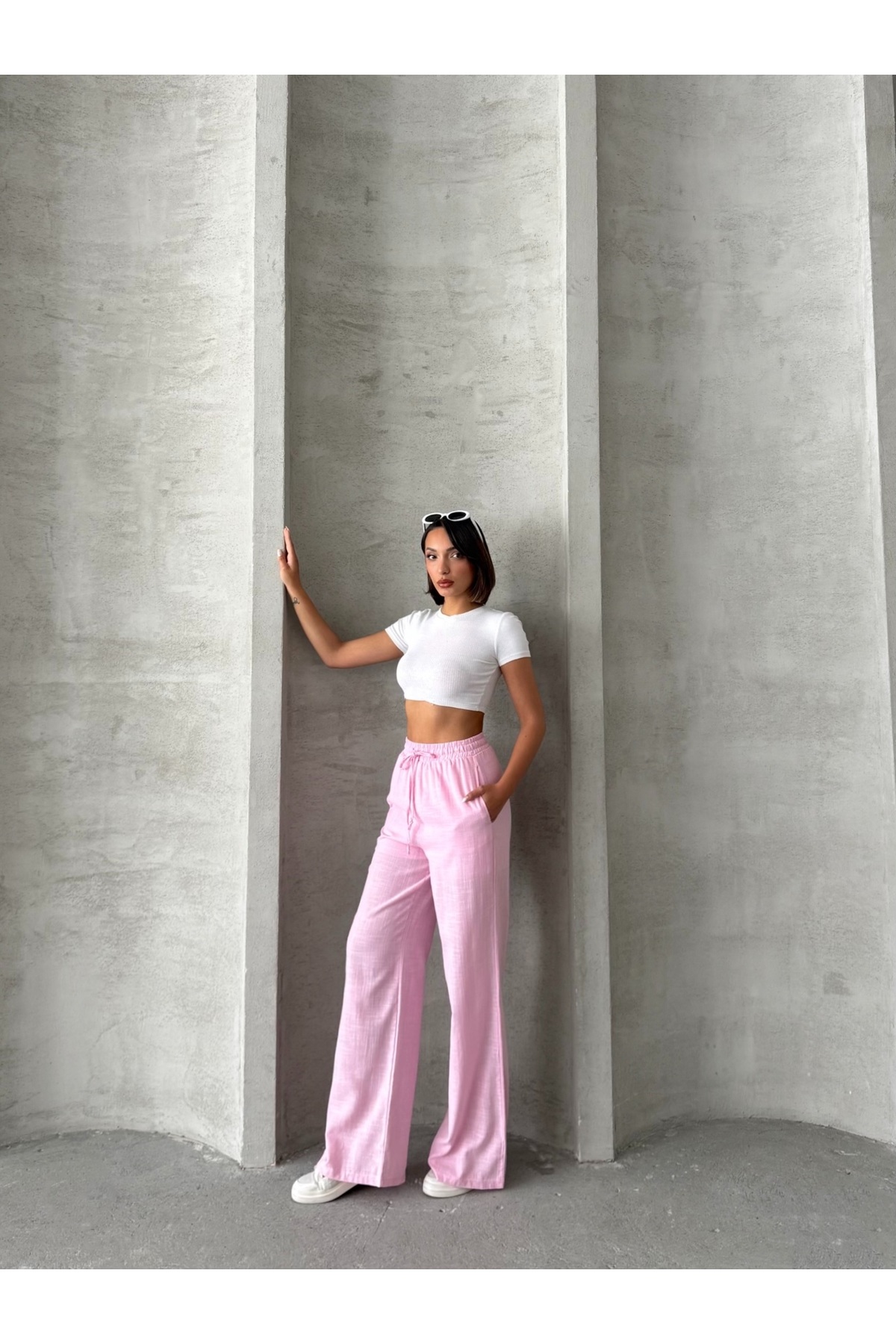Miss Prova  Bel Bağlama Detaylı Keten Pantolon MISSPNT2669 - Görsel 6