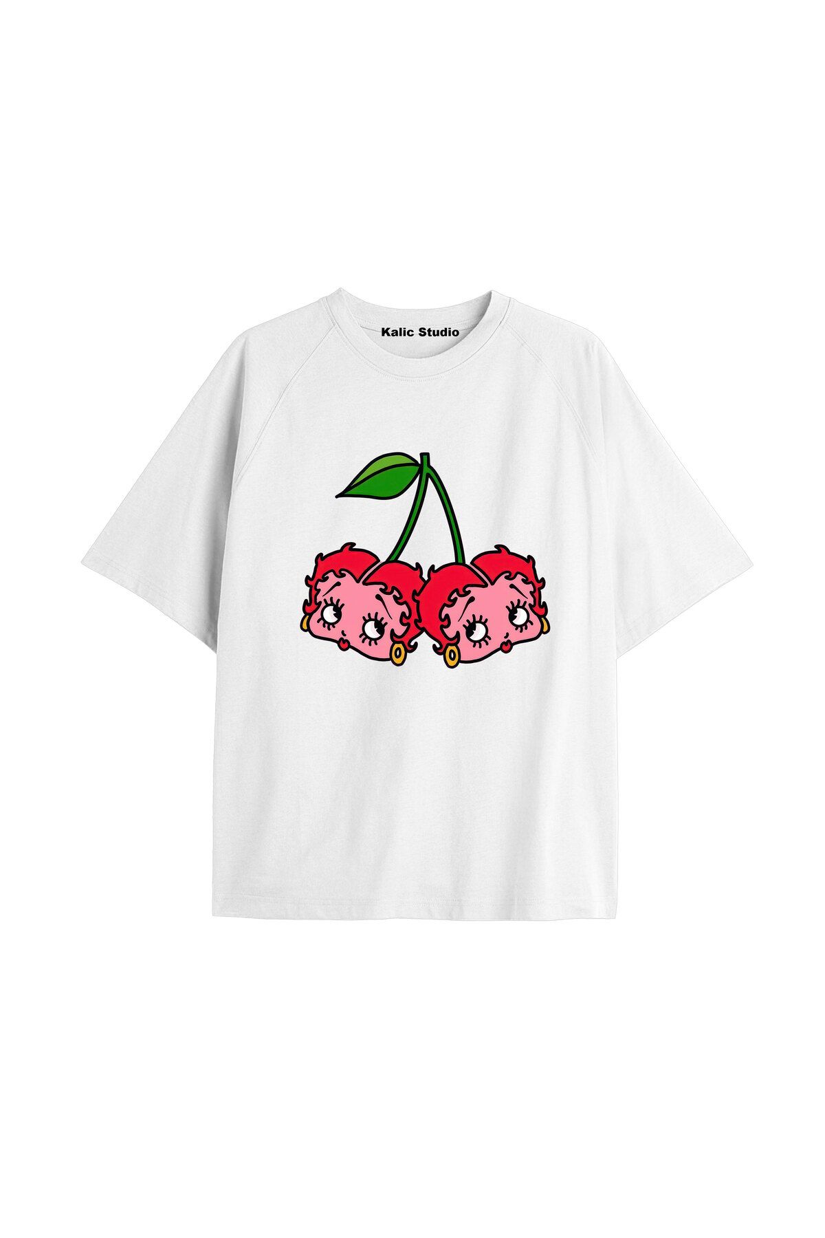 Kalic Studio Y2k vintage Cherry Baskılı Sİyah T-shirt KOD 51